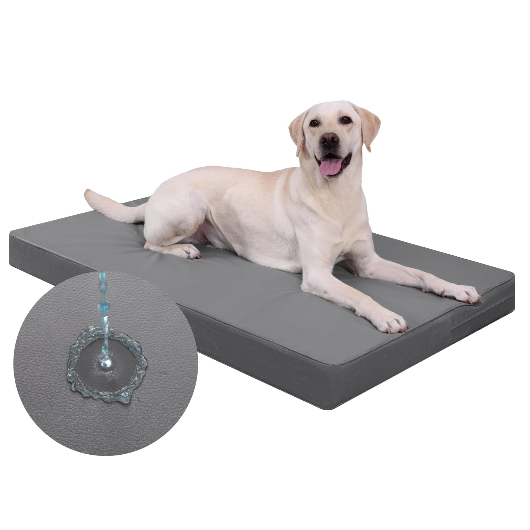 Favodormir Ortopédica Cama Perros Medianos,Doble Cara De Cuero Sintético,Iimpermeable Cama de Perros,Funda Extraíble Lavable,Gris,88x55x7cm