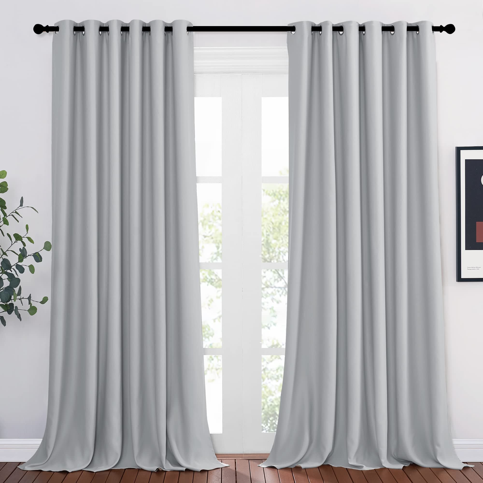 PONY DANCE Tende per Interni Oscuranti Tenda Cameretta Bambini Pannelli Divisori con Anelli Moderne per Soggiorno Curtains Salotto 2 Pezzi L 200 x A 260 cm, Grigio Chiaro