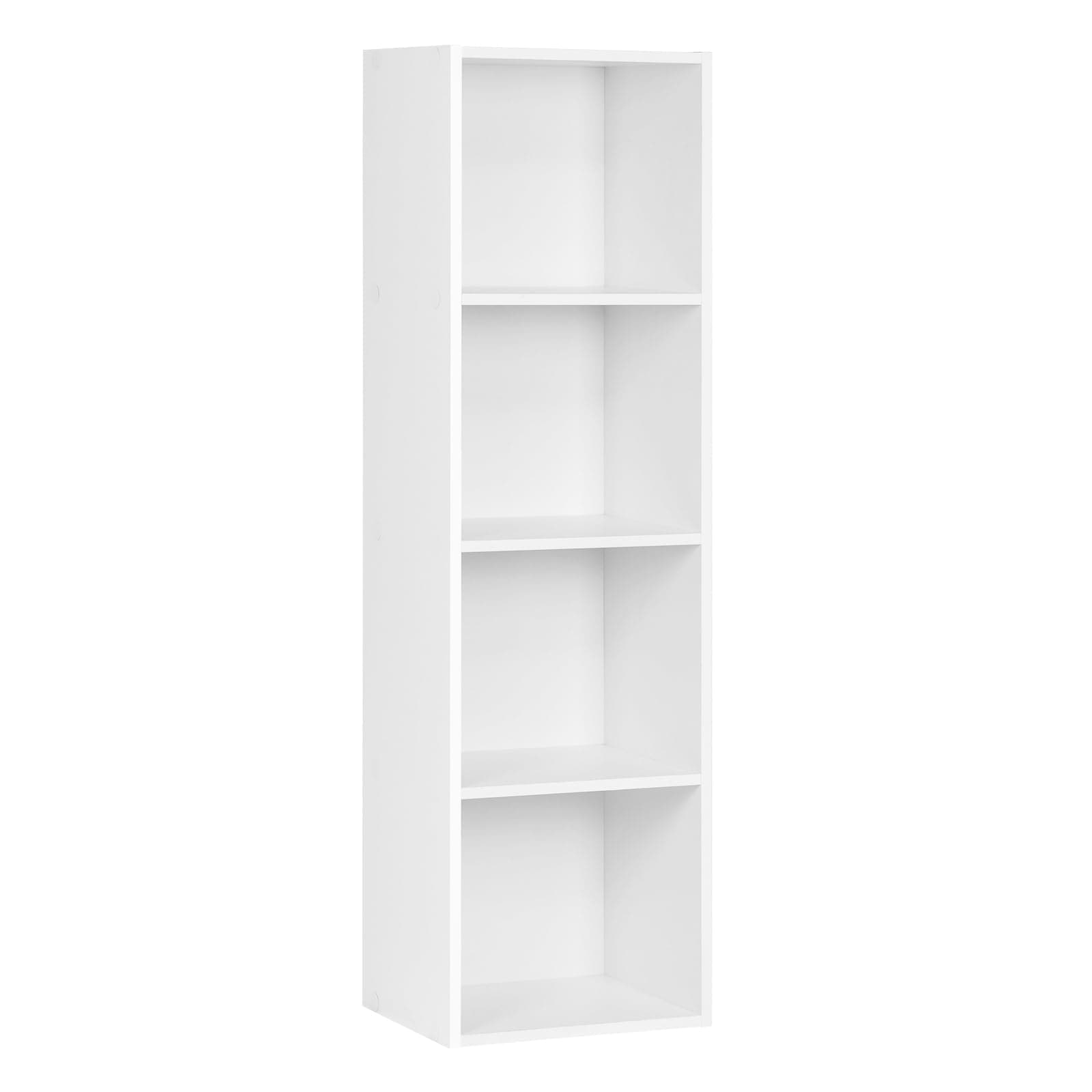 WOLTU Bücherregal mit 4 Fächern, Würfelregal Weiß, Standregal, freistehendes Büroregal, Aktenregal, Aufbewahrungsregal aus Holzwerkstoff, 30x106x24 cm (BxHxT), SK003ws4