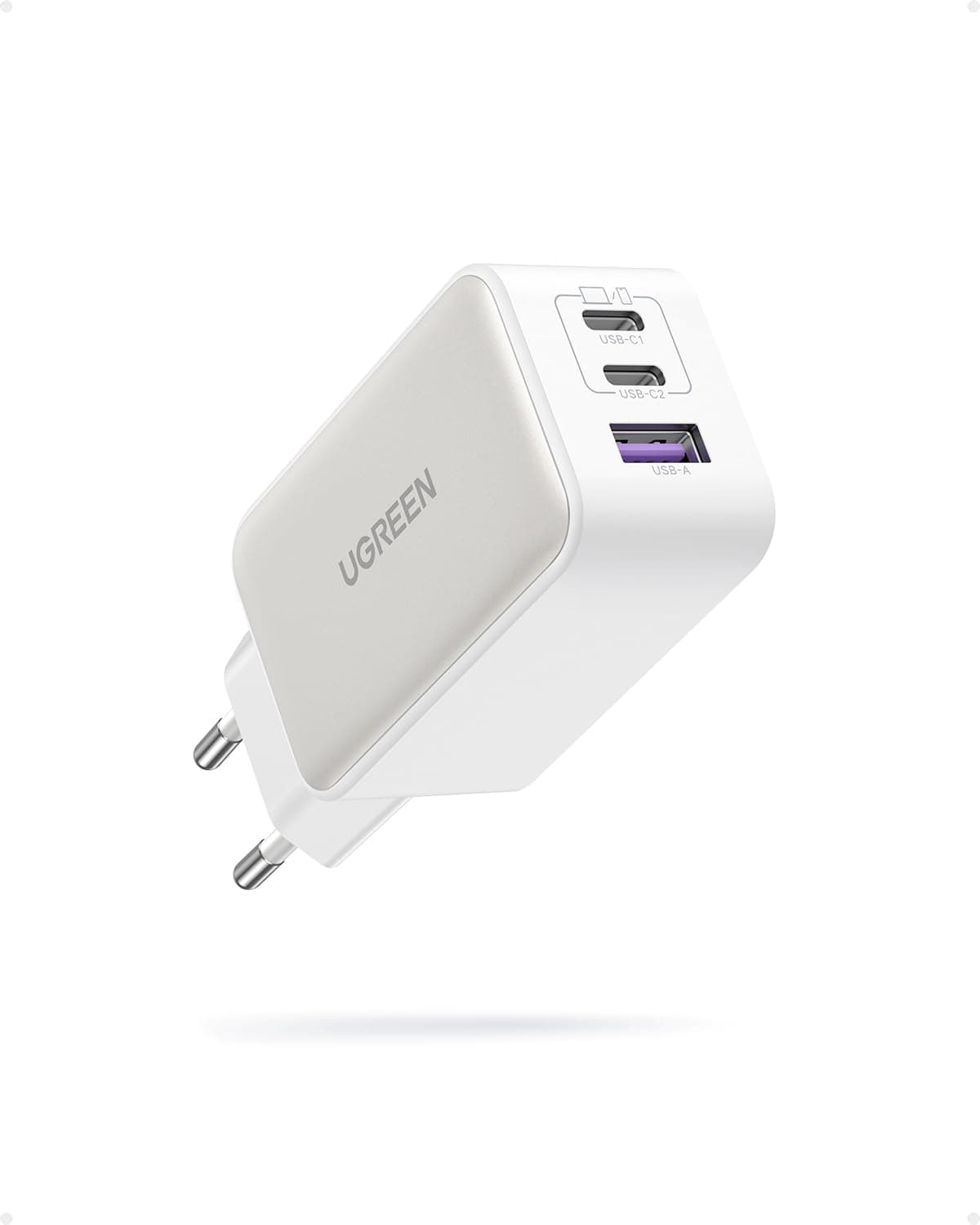 UGREEN Nexode USB C Ladegerät 65W GaN Netzteil 3-Port PD Charger 60W PPS kompatibel mit MacBook Pro/Air, iPhone 17 Pro Max/16/15, iPads, Galaxy S24 Ultra/S23/S22(Weiß)