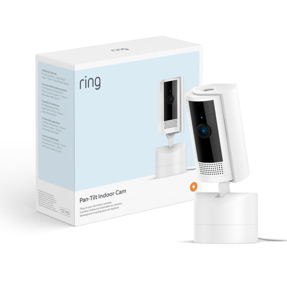 Bewegliche Ring-Innenkamera (Pan-Tilt Indoor Camera) von Amazon | Plug-in-Sicherheitskamera für Haustierbesitzer | 360° schwenkbar, 169° neigbar | 30 Tage Ring Protect