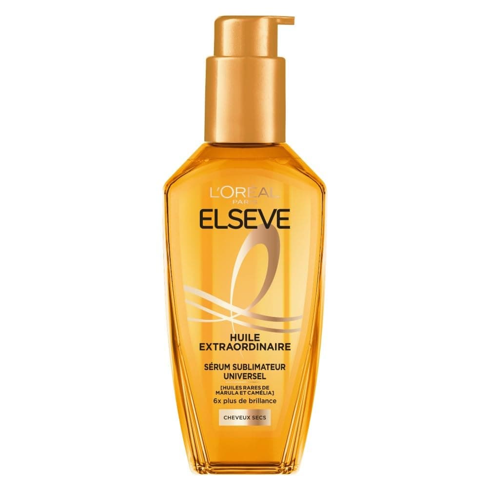 L'Oréal Paris - Elseve Huile Extraordinaire - Soin Sublimateur Universel Nourrissant Multi-Usages - Sans Rinçage - Enrichi en Huiles Rares de Marula & Camélia - Tous Types de Cheveux Secs - 100 ml