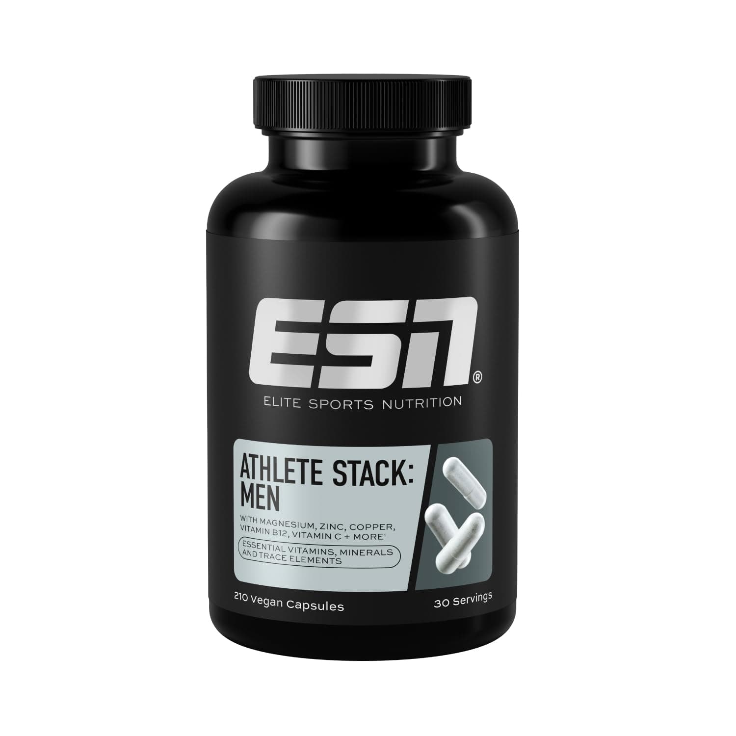 ESN Athlete Stack Men 2.0, 210 Kapseln, alle essentiellen Vitamine und Mineralstoffe, vegan - Made in Germany