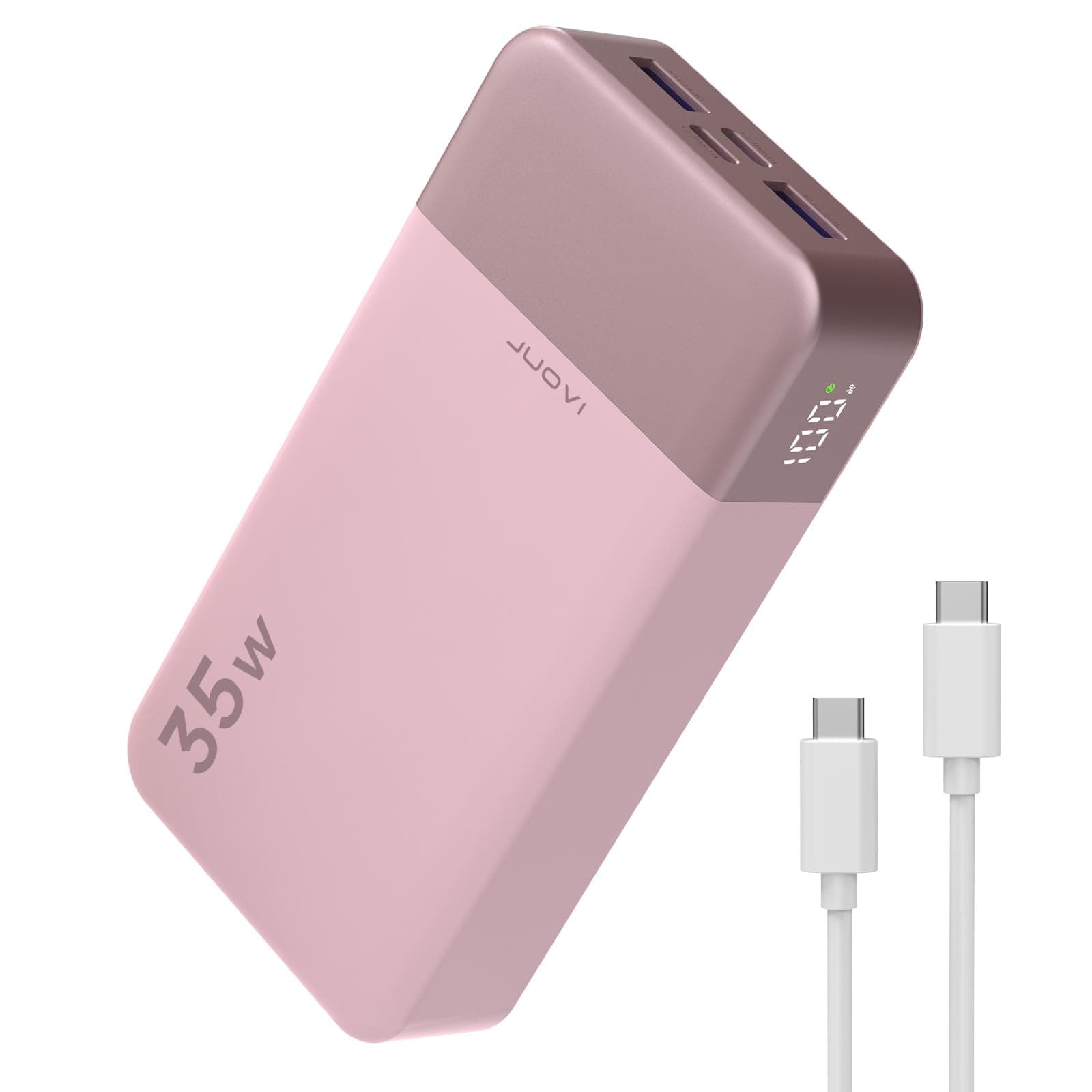 JUOVI Power Bank 20000mAh Caricatore Portatile, 35W Ricarica Rapida Batteria Esterna PD 3.0 QC 4.0 con Display LED, Batteria da Viaggio con 2 porte USB C e 2 porte USB A per iPhone serie 16/15/14