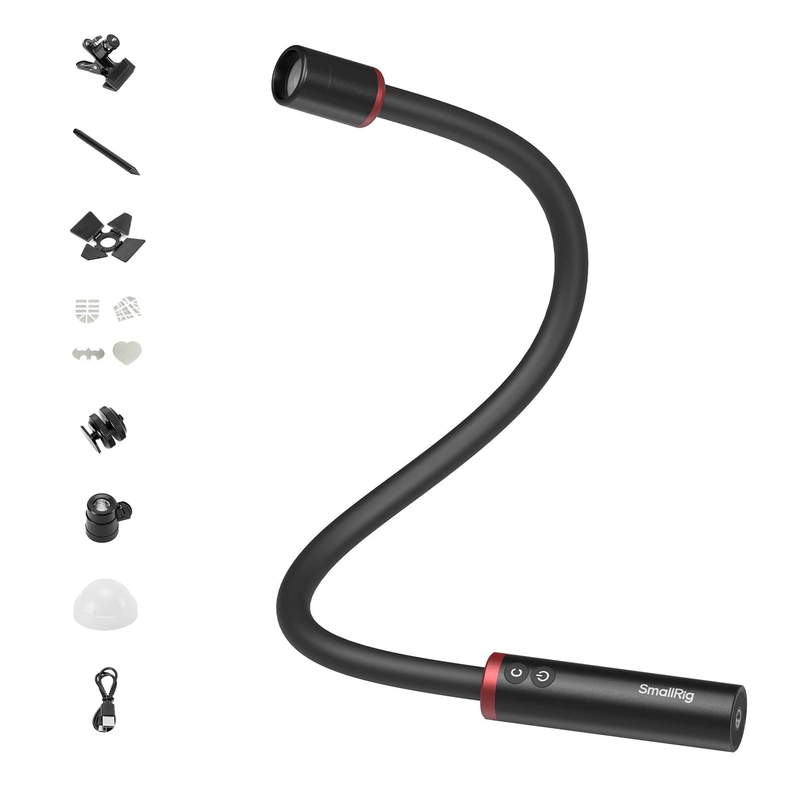 SMALLRIG RM03 LED Licht für Makrofotografie, Einstellbarer Abstrahlwinkel, 5 Farben CRI 95+, Makro-Armlicht für Kamera mit Cold Shoe Adapter, Klemme, Diffusor, Torblende, IP54 Wasserdicht – 5480