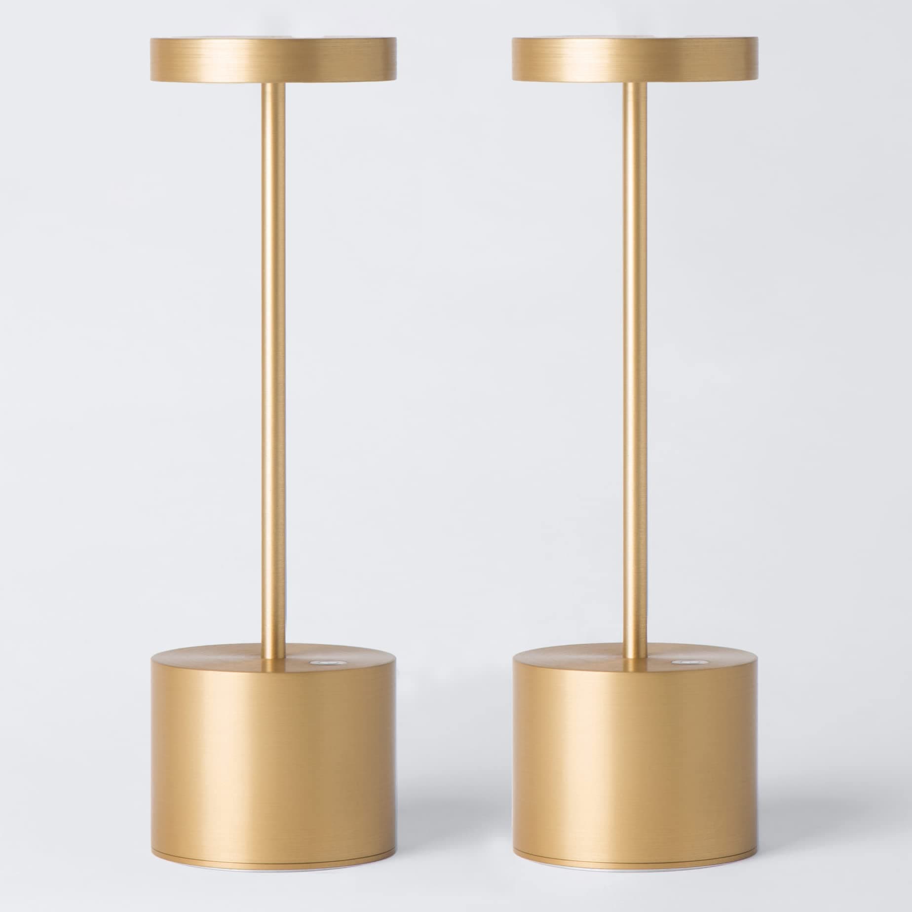 HYMZP 2 Piezas Lámpara de mesa inalámbrica, lámpara de mesa LED recargable de 5000mAh, regulable, lámpara de metal, para el comedor, el dormitorio, el exterior (Oro)