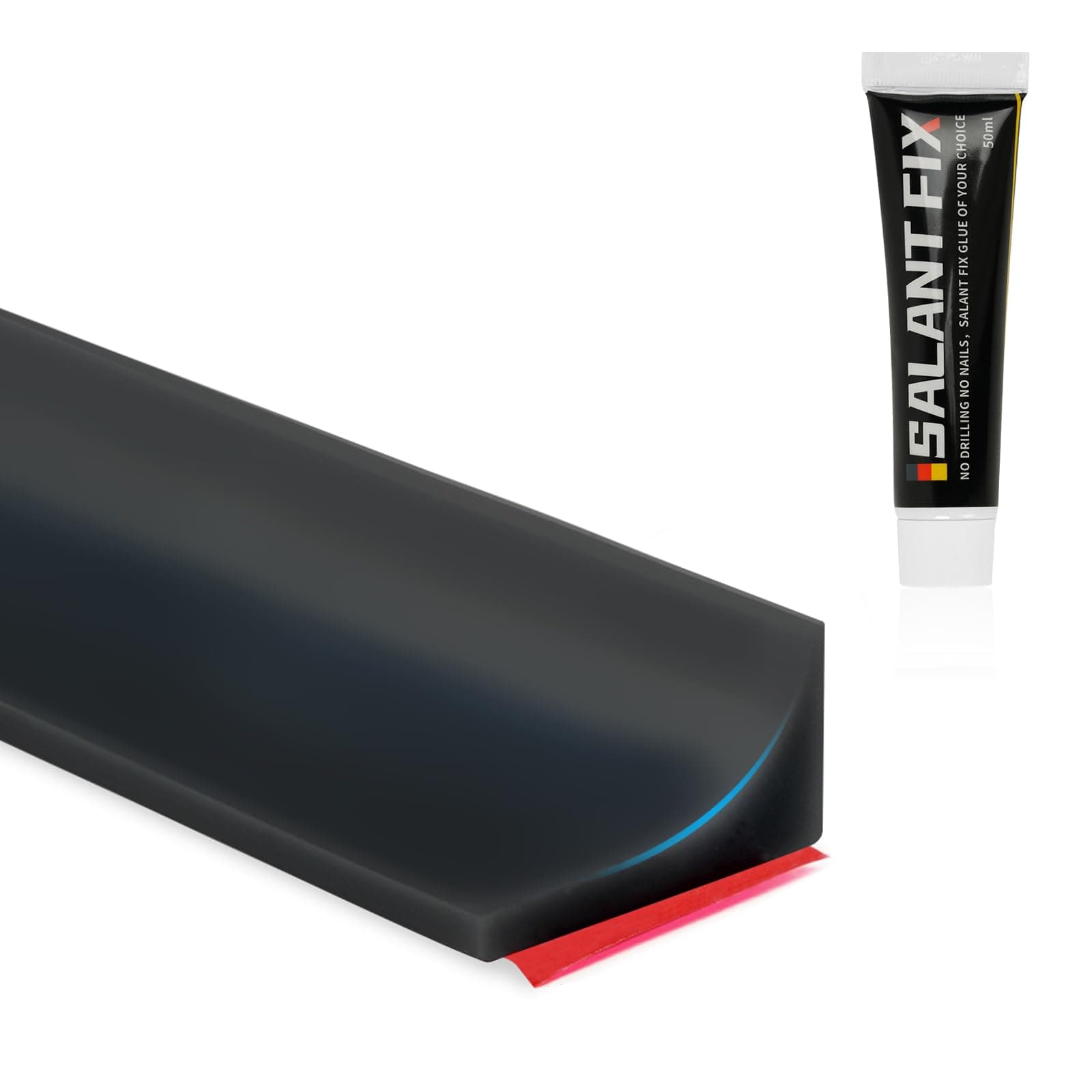 Flintronic Barriera Silicone Autoadesiva per Doccia, 500CM Pieghevole Bagno Acqua Barriera, Soglia, Guarnizioni, Bordo, Striscia di Ritenzione Idrica Della Soglia Del Bagno (Nero)