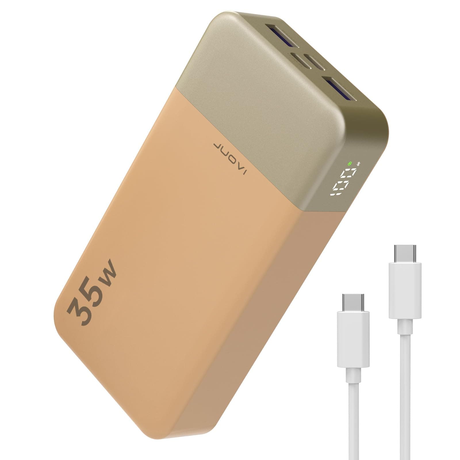 JUOVI Power Bank 20000mAh Caricatore Portatile, 35W Ricarica Rapida Batteria Esterna PD 3.0 QC 4.0 con Display LED, Batteria da Viaggio con 2 porte USB C e 2 porte USB A per iPhone serie 16/15/14