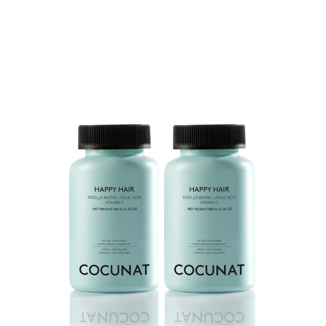 COCUNAT - Happy Hair Pack 2 Meses - Vitaminas para Favorecer Crecimiento del Cabello - Fortalece, Estimula el Crecimiento y Previene la Caída - Cabello Fuerte y Denso - Biotina 5.000 mcg - 120 uds