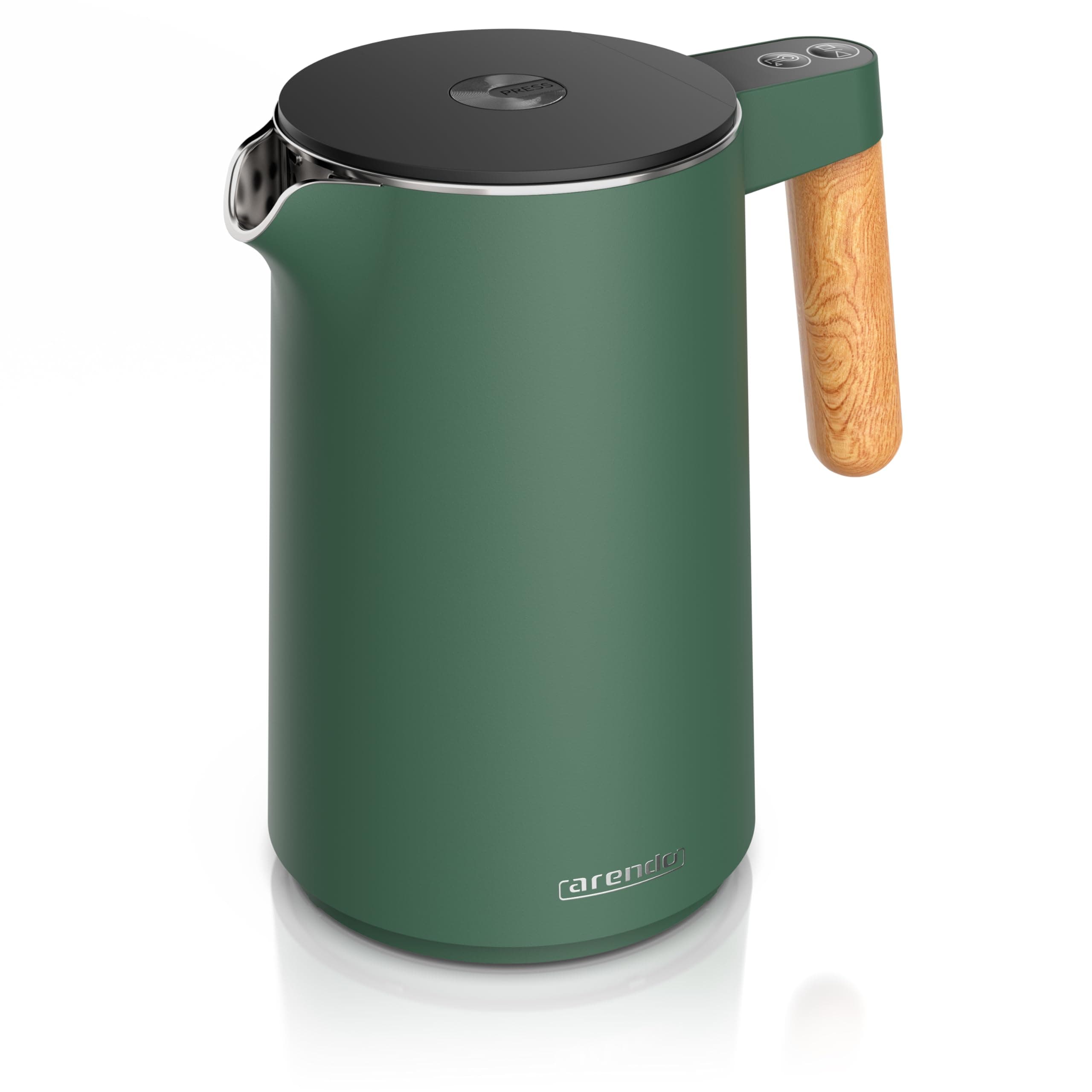 Arendo - Wasserkocher Edelstahl mit Temperatureinstellung - 45°C-100°C - 1.5 Liter - Doppelwand - BPA frei - Warmhaltefunktion - Teekocher mit Temperaturanzeige - Griff Cool Touch - grün