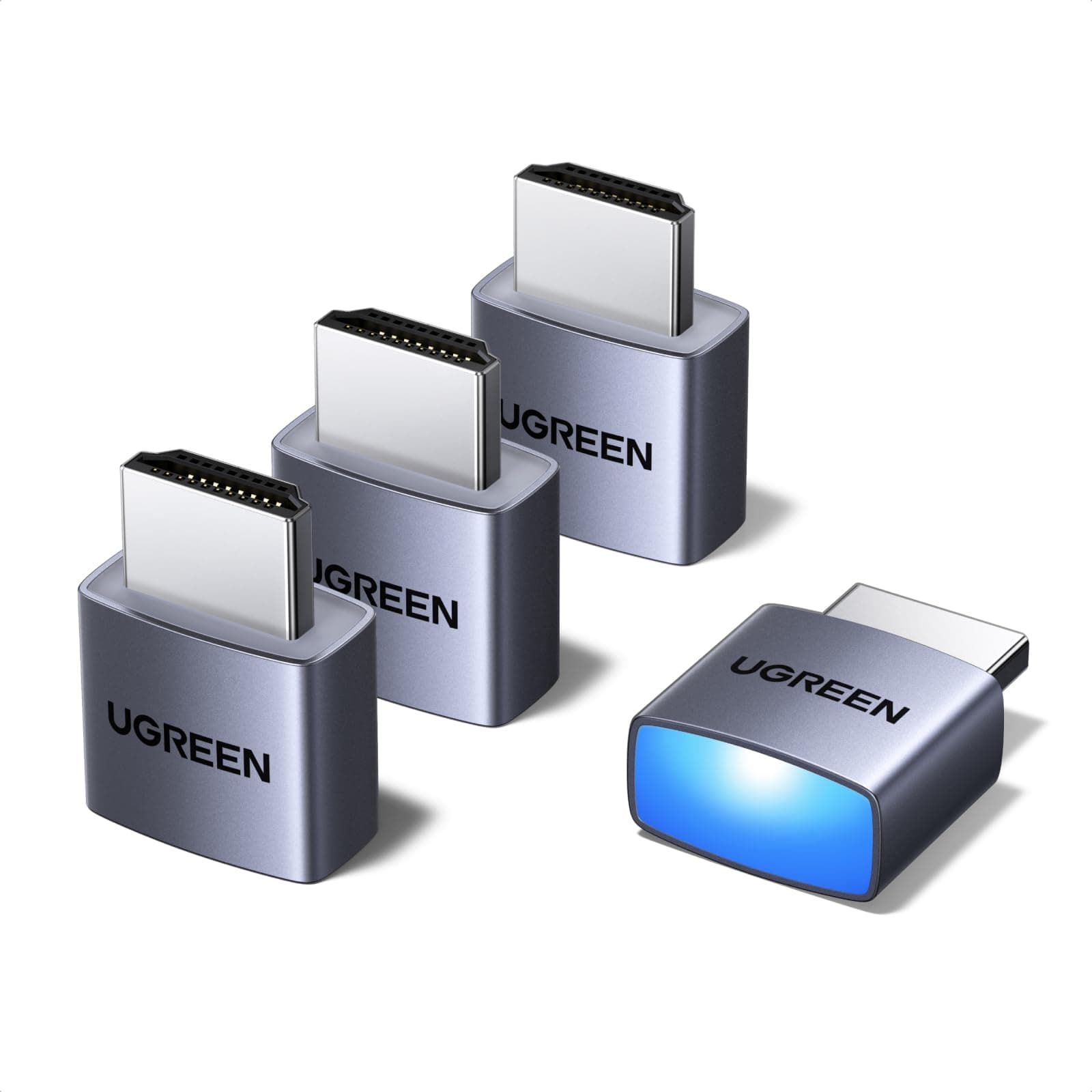 UGREEN HDMI Dummy Plug 4K@60Hz 2K@60Hz 1080P@120Hz, EDID Emulator, virtueller Monitor Emulator, HDMI Headless Adapter für Krypto Mining, Remote Server, virtuelle Desktops, Windows, macOS (4 Stück)