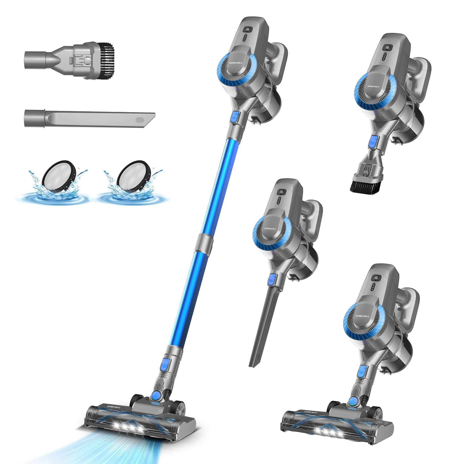 Aspirapolvere Senza Fili, 28KPa/55Min Scopa Elettrica Senza Fili, Spazzola Antigroviglio e Autoportante, Aspirapolvere Senza Filo ultraleggero, Aspirapolvere Potente per Pavimenti/Tappeti/Peli Animali