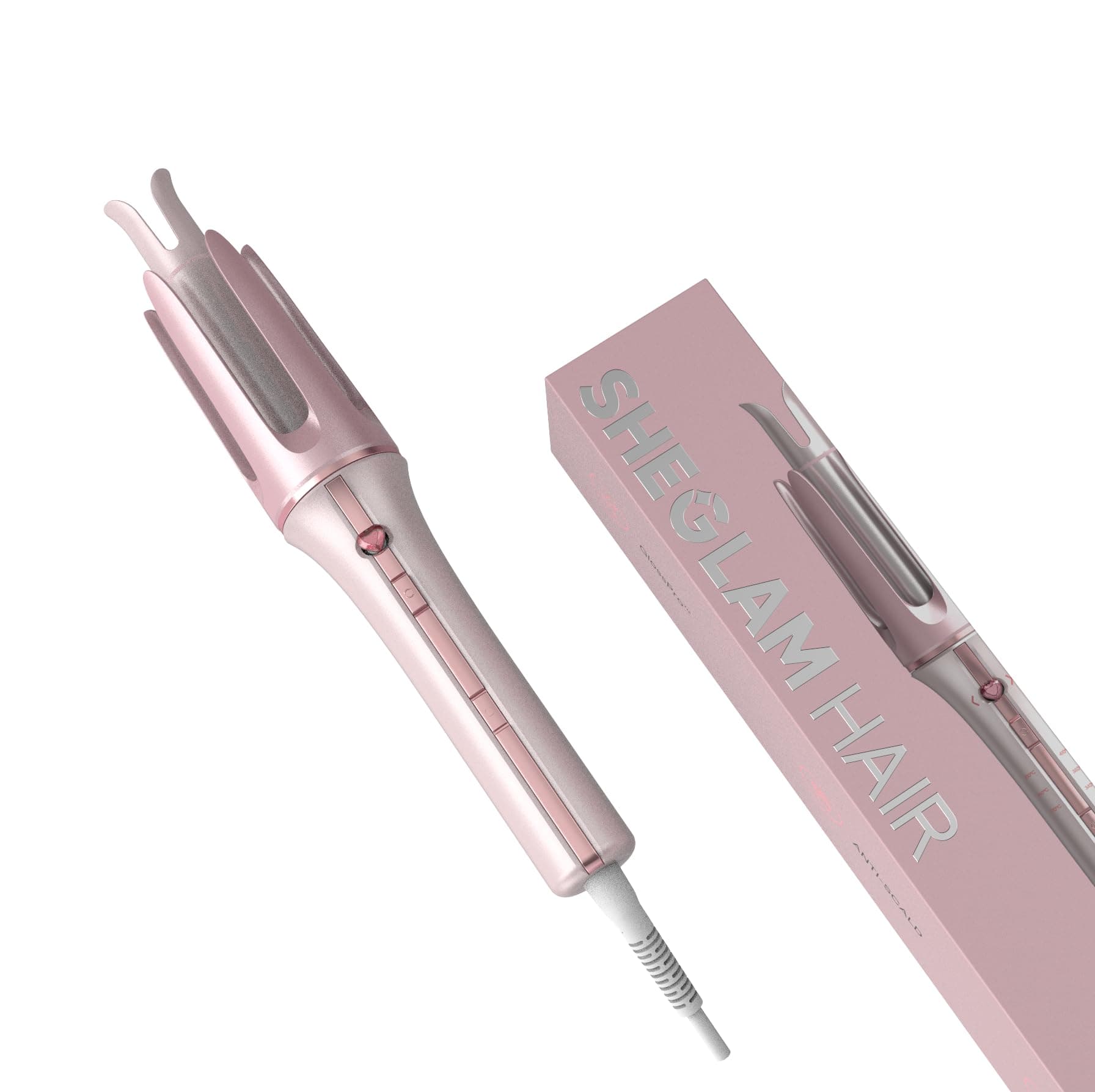 SHEGLAM Cupid's Charm One-Touch Automatisches Lockenstab Schnellaufheizend Selbstrotierender Lockenwickler 3 Stufen Temperaturwahl für Haarstyling in Rosa (25mm)