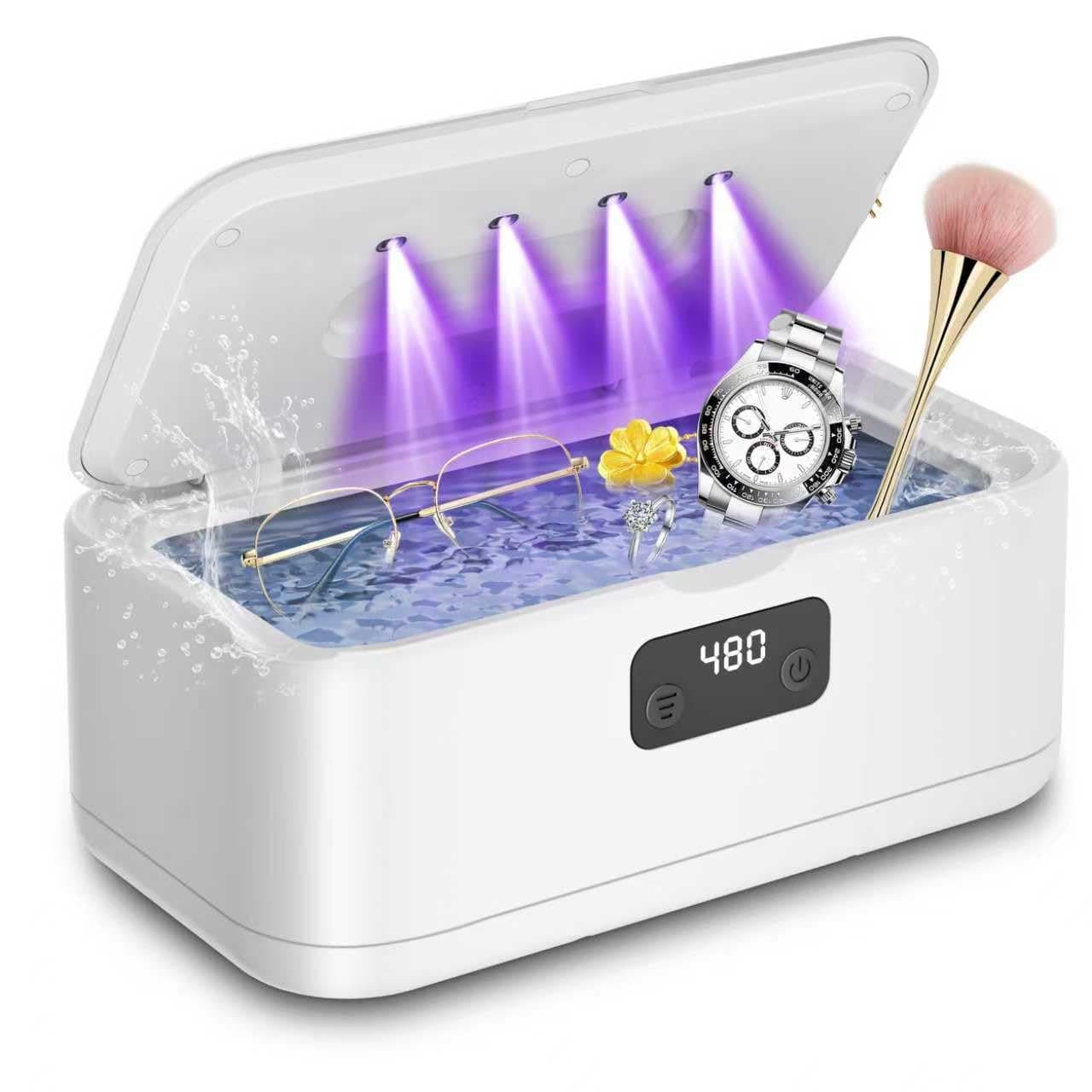 Limpiador Ultrasonidos Joyas Gafas Dental - Yorraka 49000Hz | 800ML | Luz UV Maquina Ultrasonidos Limpieza con 5 Modos - Ultrasonic Cleaner para Glasses, Anillos, Prótesis, Relojes