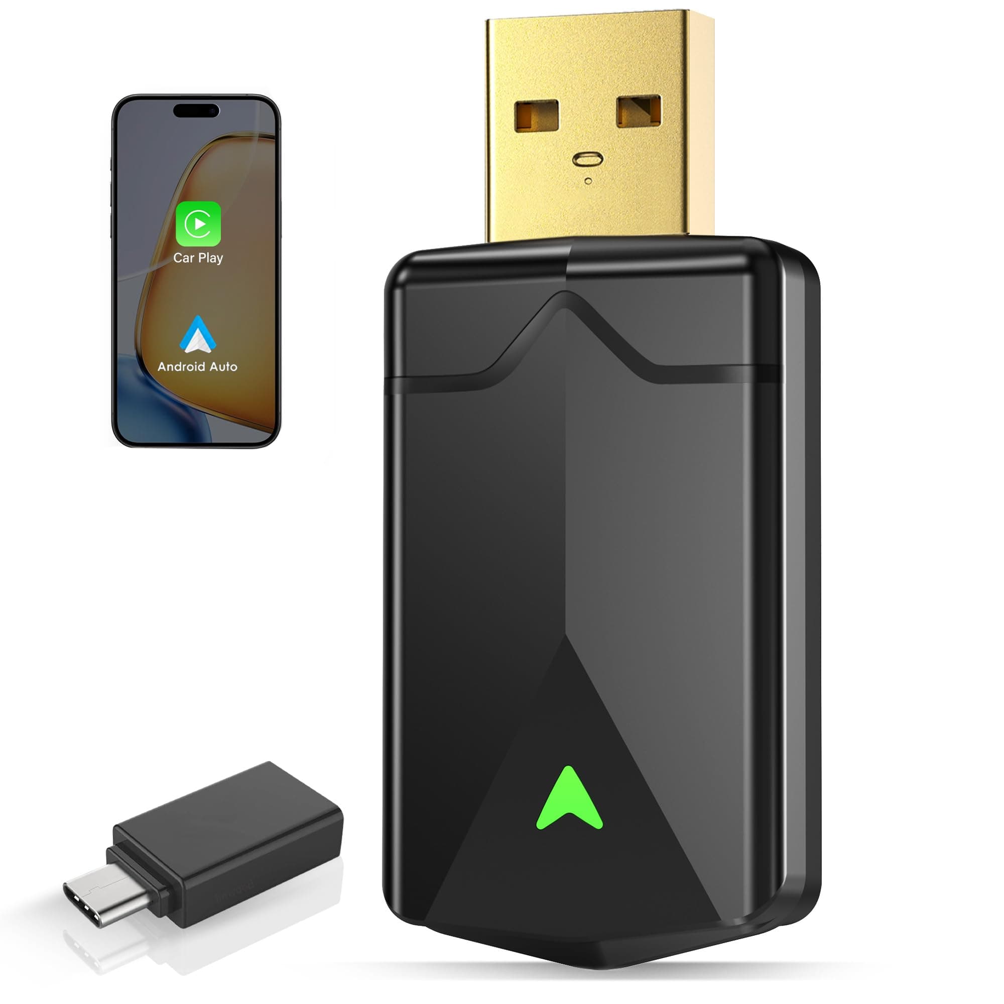 Adaptador CarPlay Inalámbrico – Adaptador Android Auto Inalámbrico, Wi-Fi 5,8GHz Plug & Play, Mini y Estable, iOS 10+/Android 10+, Conexión Automática Rápida para Coches a Partir de 2016.(1 Piezas)