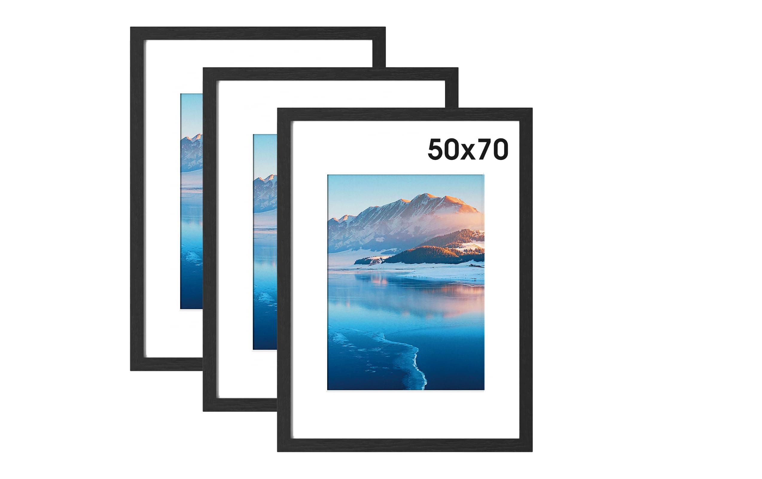 DTXDTech Lot de 3 cadres photo, 50 x 70 cm, en bois, noirs, montage mural, 50 x 70 cm, pour chambre à coucher et salon, décoration