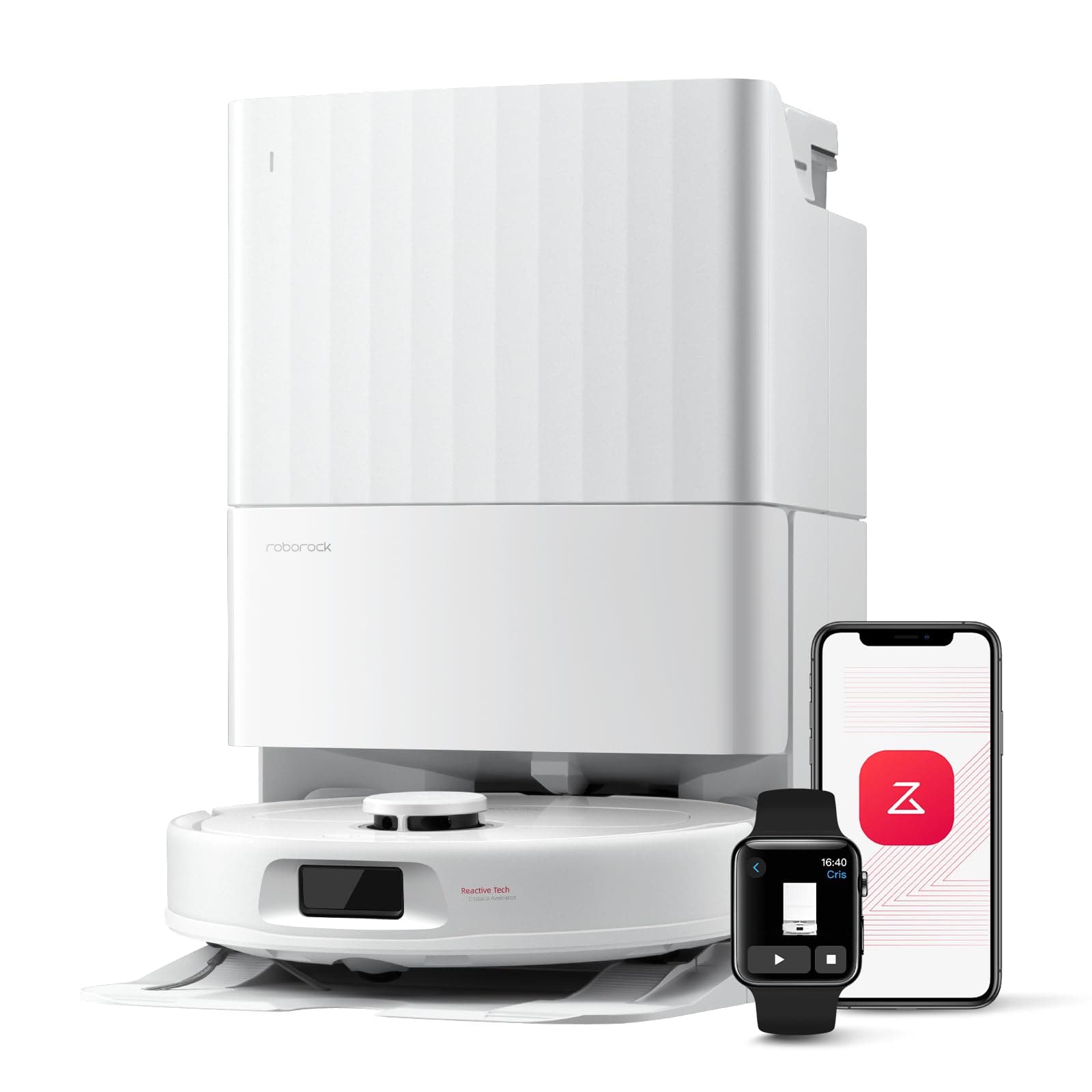 roborock Qrevo Serie Saugroboter mit Wischfunktion&Hebarem Wischmopp, 8000Pa Saugkraft(verbessert von Qrevo S), Anti-Verfilzungs-Seitenbürste, Hindernisvermeidung, All-in-One Dock, Weiß(QV 35A)