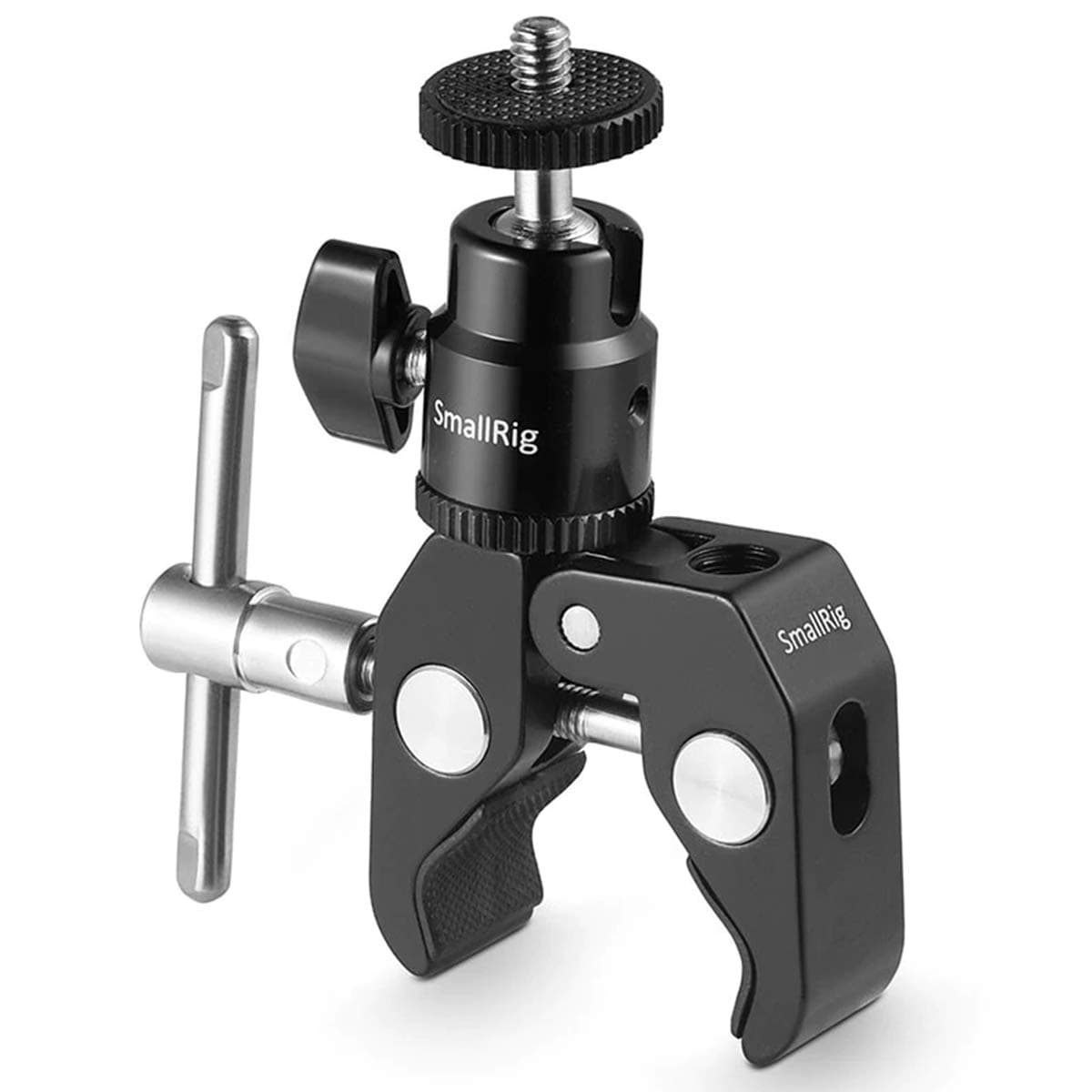 SMALLRIG Super Clamp Mount mit Mini Kugelkopfhalterung, Blitzschuhadapter mit 1/4-Schraube für LCD-Feldmonitor, LED-Leuchten, Blitz, Mikrofon, für Gopro, für DJI 5 Pro/4/3, für Insta360-1124