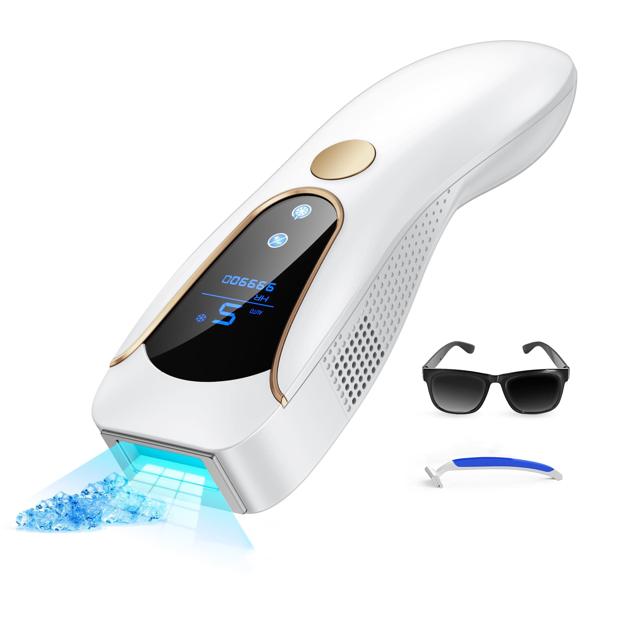 Epilatore Luce Pulsata con Funzione Ghiaccio 19,35J, Luce Pulsata 9 Livelli Energia, Epilatore Laser Flash Continuo Automatico, Depilazione luce pulsata per Donna Braccia Ascelle Gambe Corpo