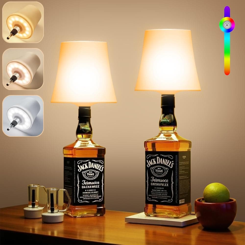 Ainostone Lampada Bottiglia Ricaricabile 2 Pezzi Lampada Bottiglia LED Senza Fili con Temperatura Tricolore+RGB Controllo Touch Dimmerabile IP54 Impermeabile per Soggiorno Terrazza Bar Ristorante