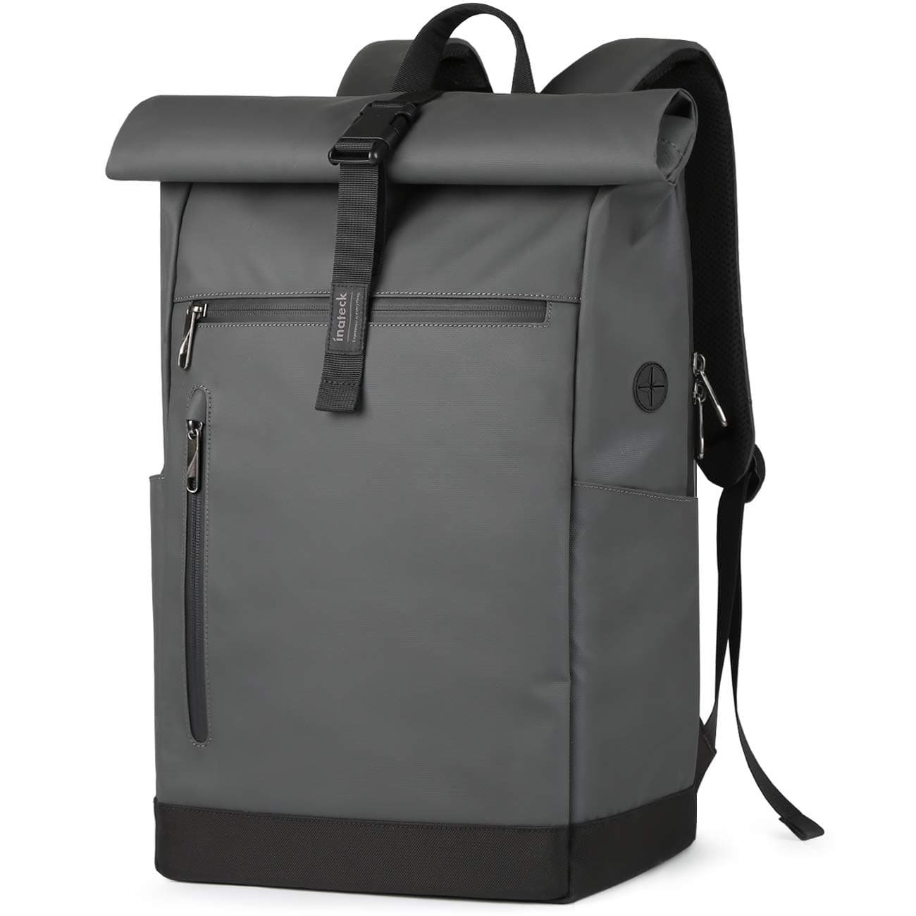 Inateck RollTop Rucksack Herren Damen 25L-30L Fahrradrucksack Schulrucksack für Uni Freizeit Job Sport Reisen, Stylische Tagesrucksack mit 17 Zoll Laptopfach, Grau