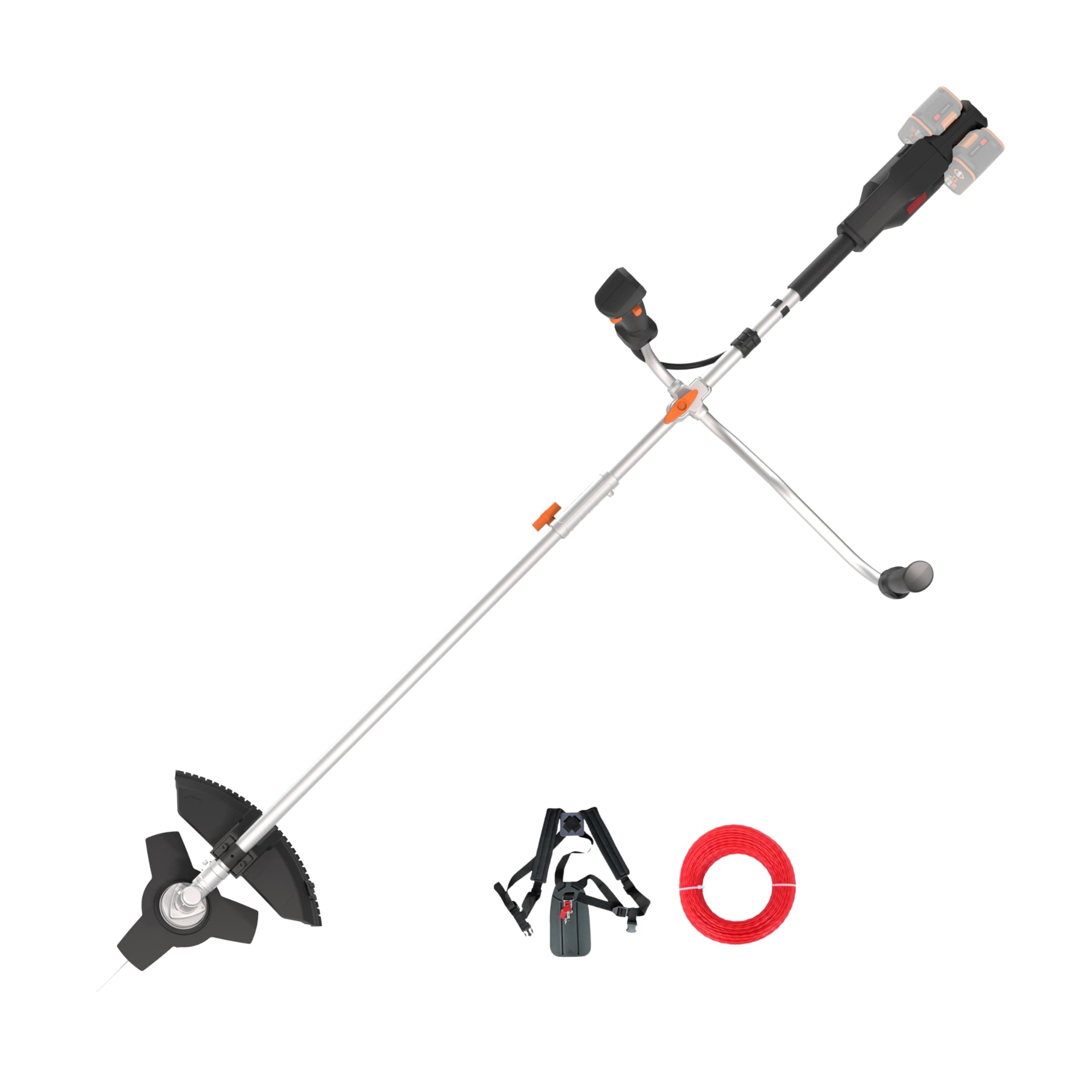 Worx Desbrozadora inalámbrica 40 V WG084E.9, Hoja de 25,5 cm, Alambre de Corte 38 cm, Mango de guidón, Motor sin escobillas y Tapa de protección, compacta y Ligera, sin batería ni Cargador