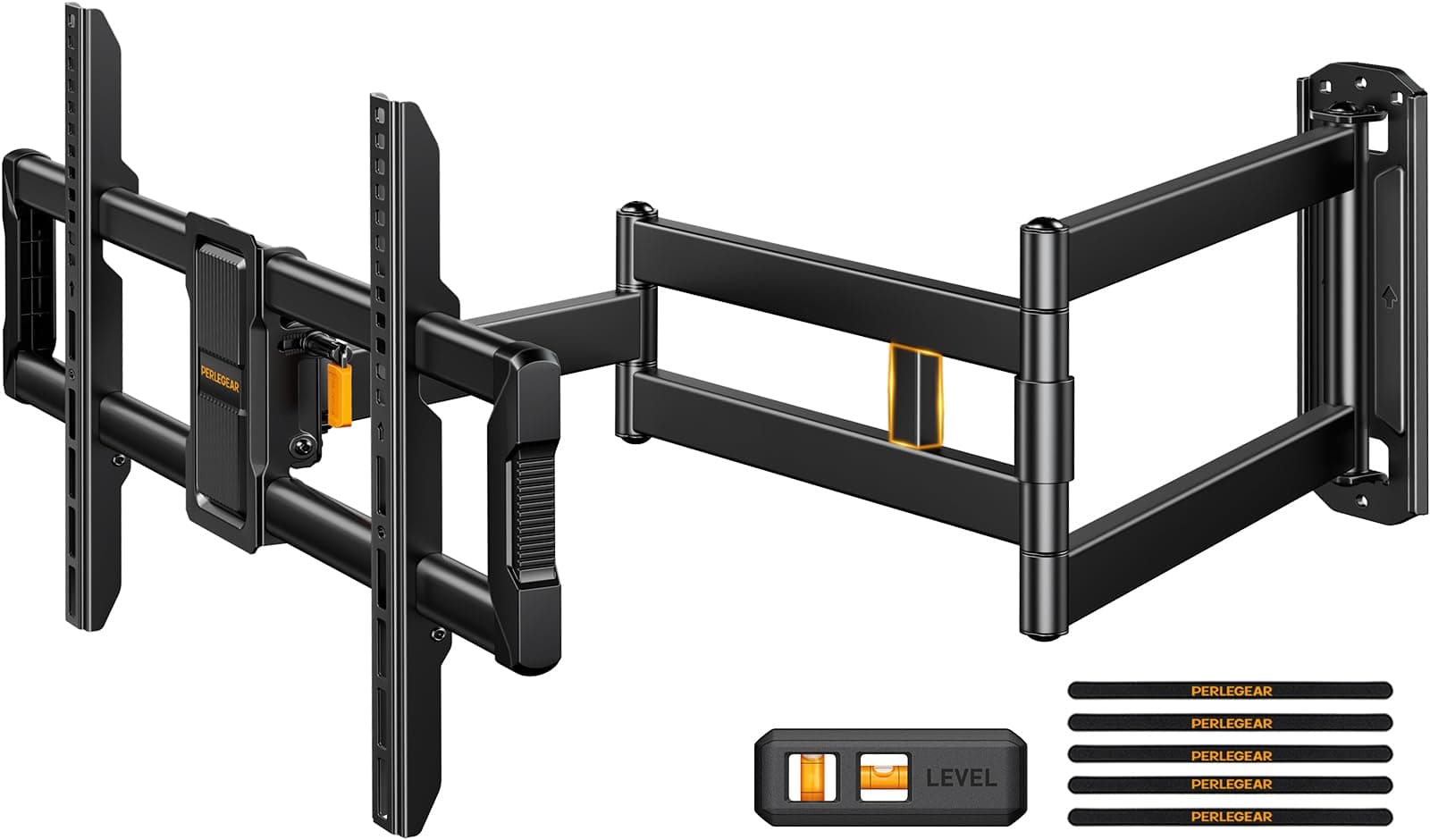 Perlegear Support Mural TV avec Bras Long de 943mm pour TV de 42–84", Support TV Mural Articulé avec Rotation et Inclinaison, Supporte jusqu'à 68kg, Max VESA 600 x 400mm