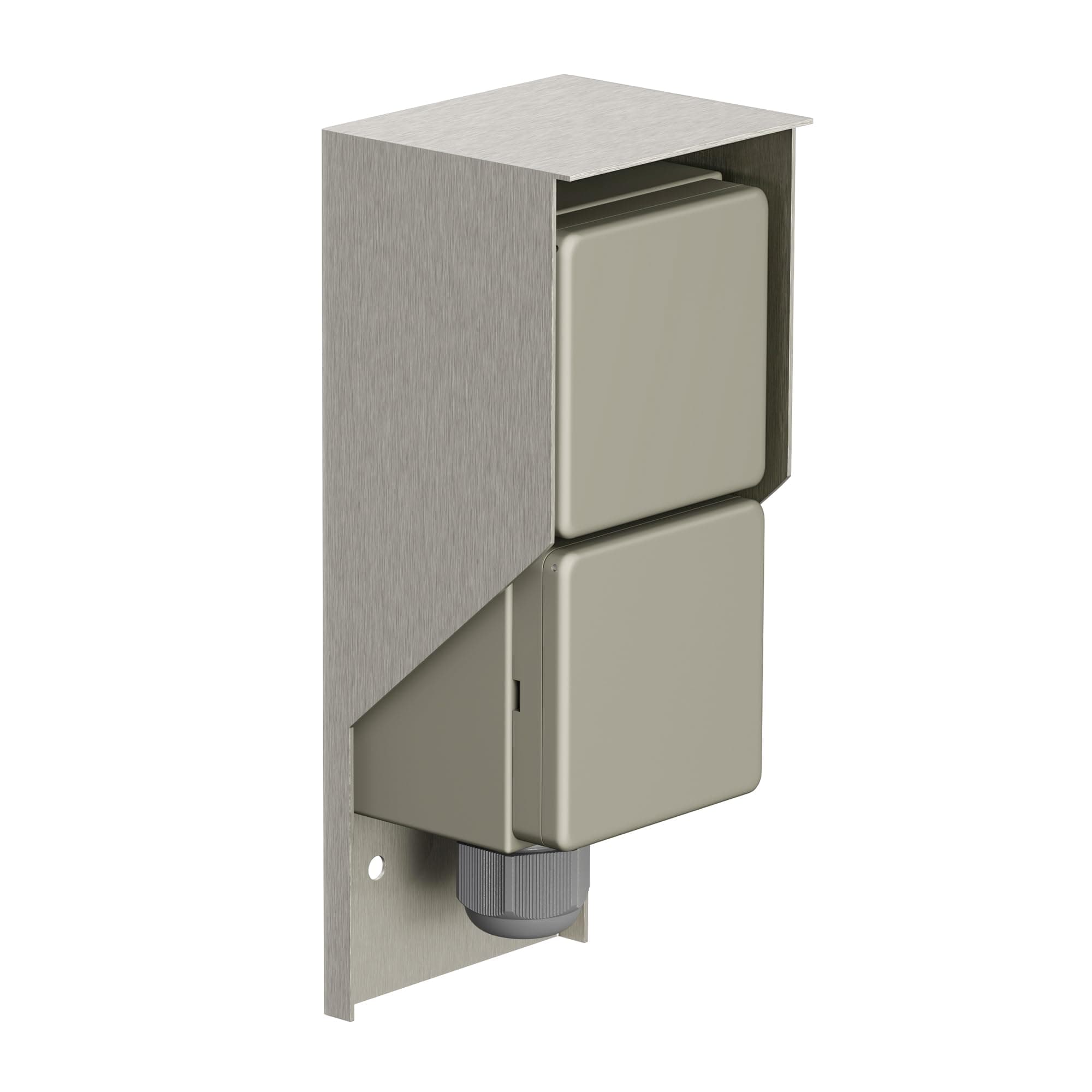 ledscom.de Aufputz Steckdose PIWI für außen, IP44, 2-fach, edelstahl, senkrecht