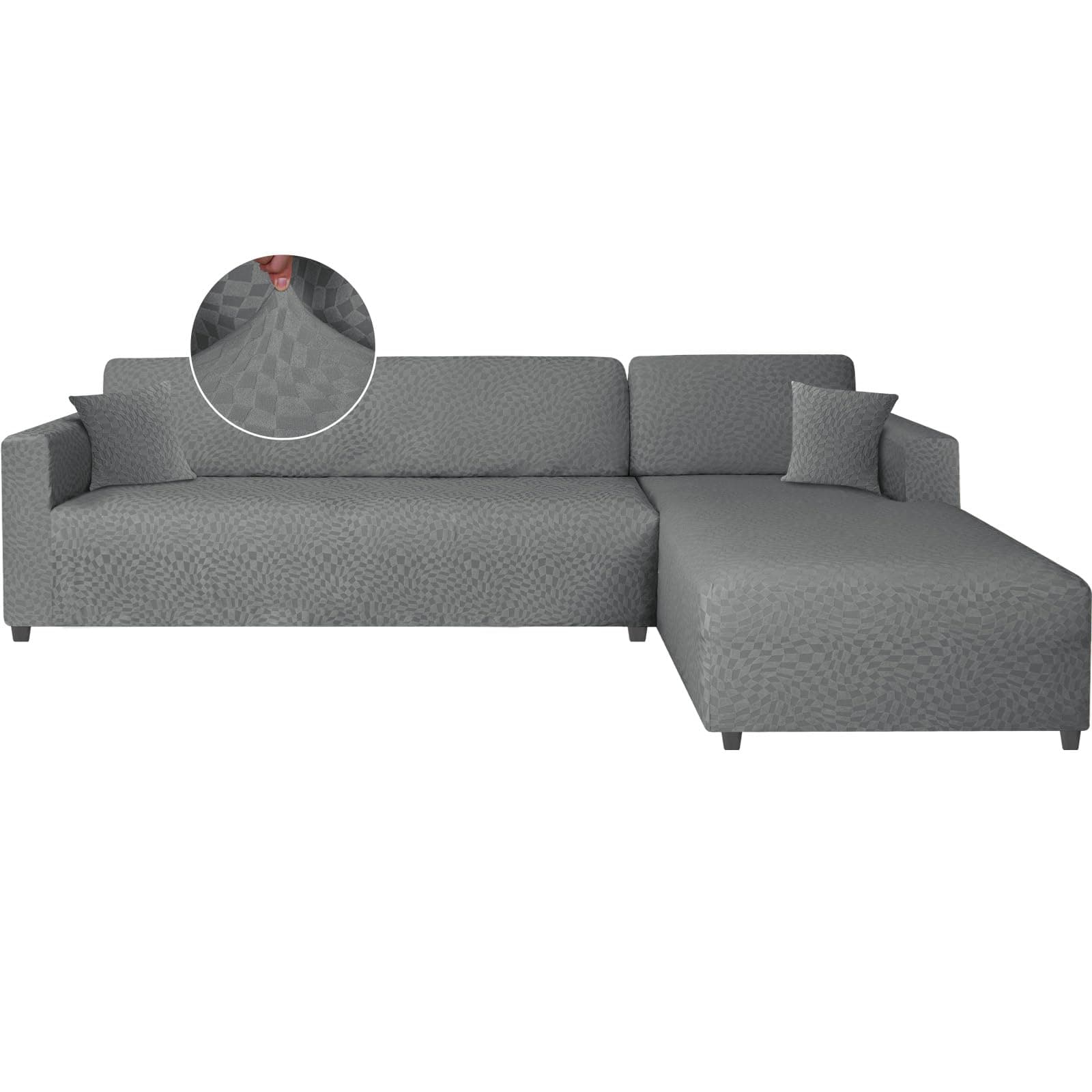 Ystyle Funda Sofa Chaise Longue Ajustables Izquierdo Derecho, Cubre Sofa Chaise Longue, 2 Piezas Protector Sofa Elasticas ChaiseLongue, Funda Sofa L (3 Plazas+3 Plazas, Gris Claro)