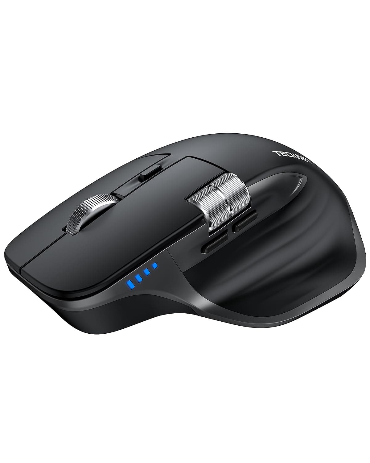 TECKNET Mouse Wireless Bluetooth ad Alte Prestazioni (BT5.3/5.0+2.4G), Rotella di Scorrimento Orizzontale, Scorrimento Rapido, 4800 DPI Mouse Ergonomico Ricaricabile per PC/Tablet/MacOS/Windows, Nero