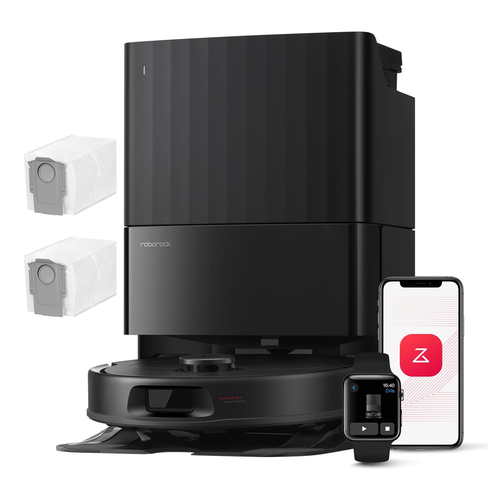 roborock Qrevo Serie Saugroboter mit Wischfunktion, 8000Pa Saugkraft(verbessert von Qrevo S), Anti-Verfilzungs-Seitenbürste, Hindernisvermeidung, LiDAR-Navigation, All-in-One Dock,Schwarz(QV 35A Set)