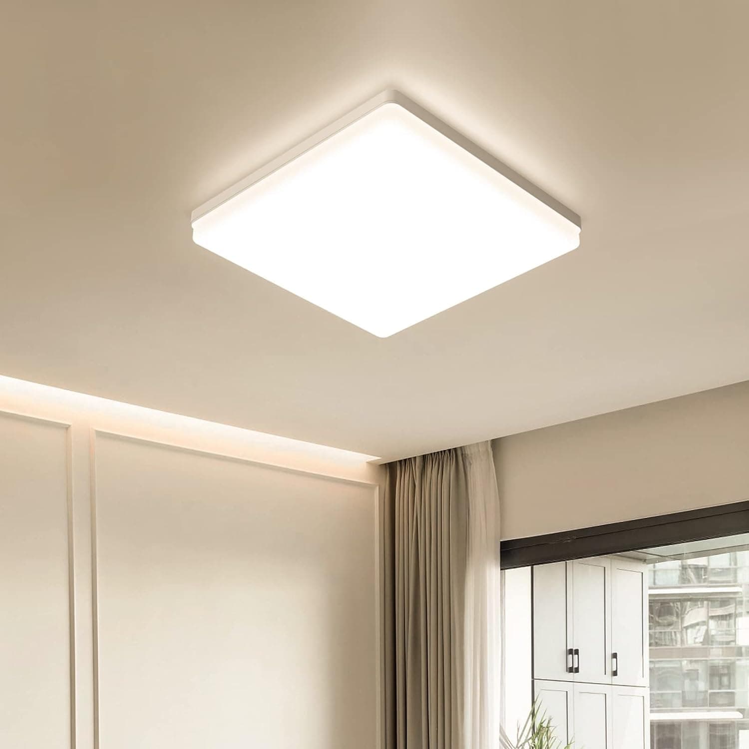 EASY EAGLE Lampada da Soffitto 24W 3000K Plafoniera LED Quadrata 2400LM IP44 Impermeabile Plafoniere per Bagno Cucina Camera da Letto Corridoio Soggiorno 18cm