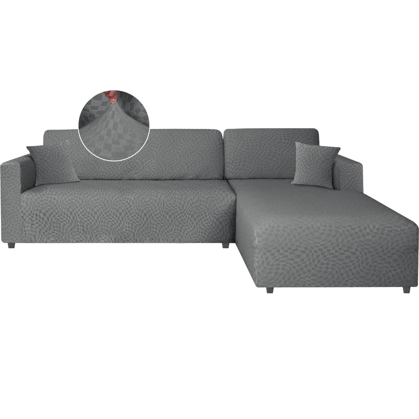 Ystyle Funda Sofa Chaise Longue Ajustables, Cubre Sofa Chaise Longue Izquierdo Derecho, 2 Piezas Protector Sofa Elasticas ChaiseLongue, Funda Sofa L (1 Plaza+2 Plazas, Gris Claro)