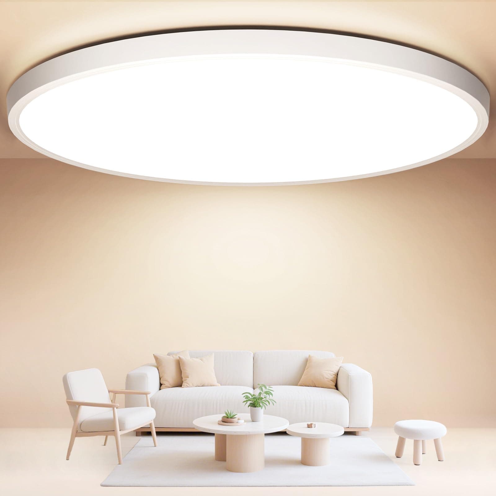Swoieltr Ø40cm Plafoniera LED da Soffitto, 4000LM Lampade da Soffitto 36W Ultra-Sottile Lampadario Moderni Rotonda Plafoniere per Soggiorno IP44 Impermeabile Plafon per Bagno, Cucina, Camera da Letto
