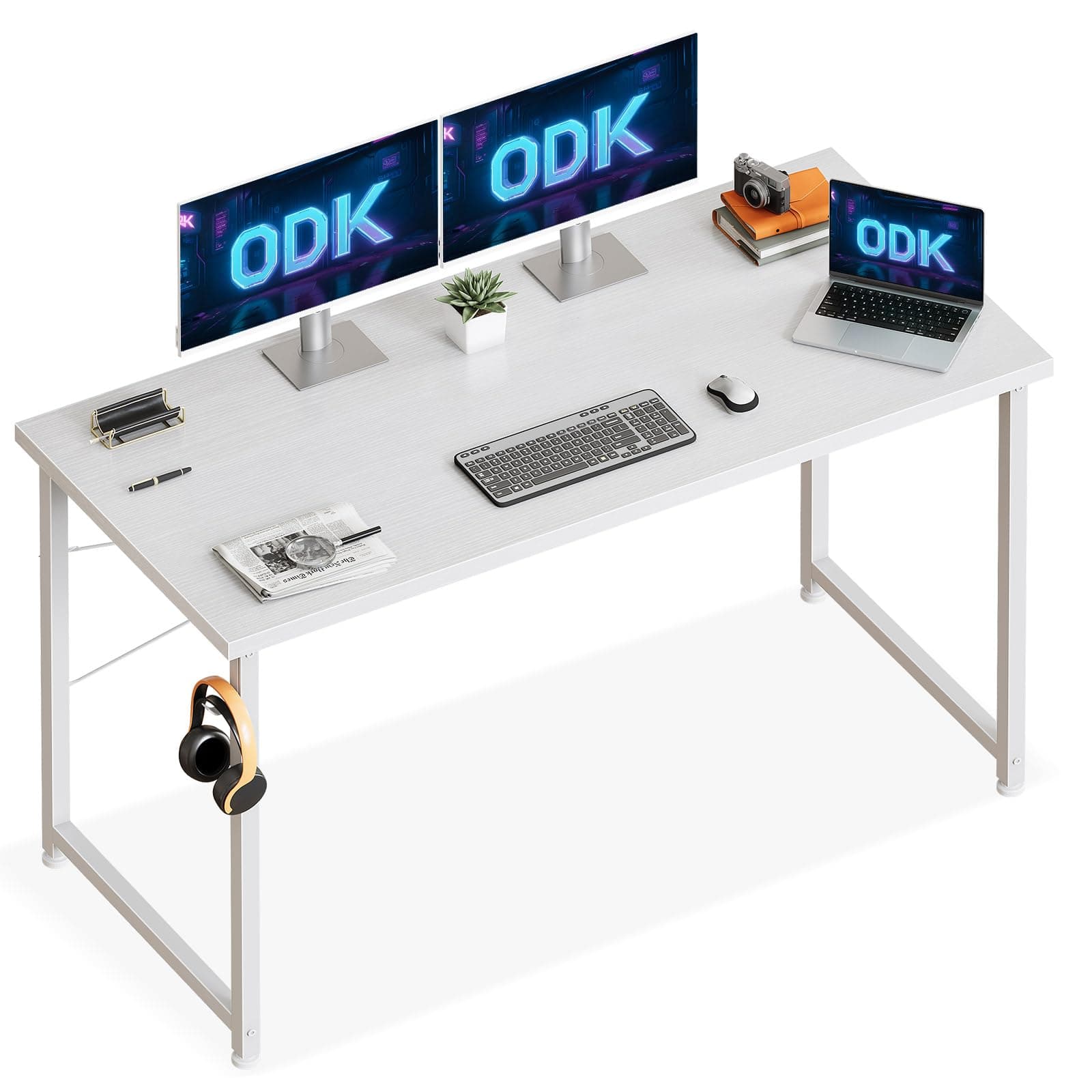 ODK Escritorio Pequeña, 120x48cm Mesa Oficina Mesa de Estudio Mesa Ordenador con Pies Ajustables Mesa para Oficina, Dormitorio, Blanco