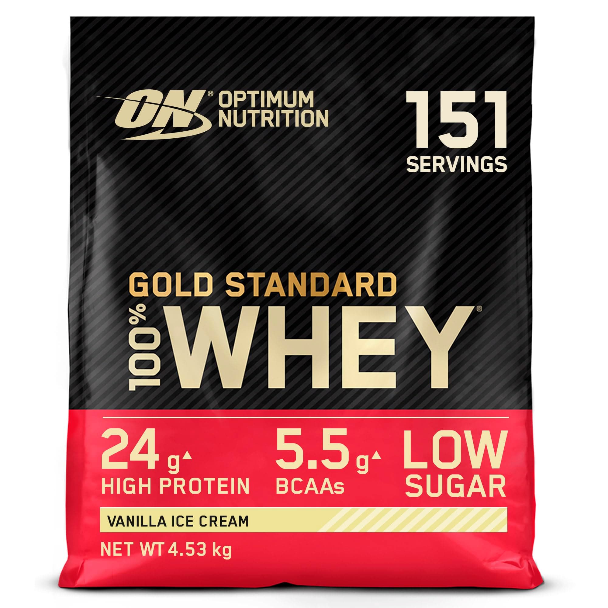 Optimum Nutrition Gold Standard 100% Whey, Proteinpulver, Geschmack Vanilla Ice Cream, 4.53kg, 151 Portionen