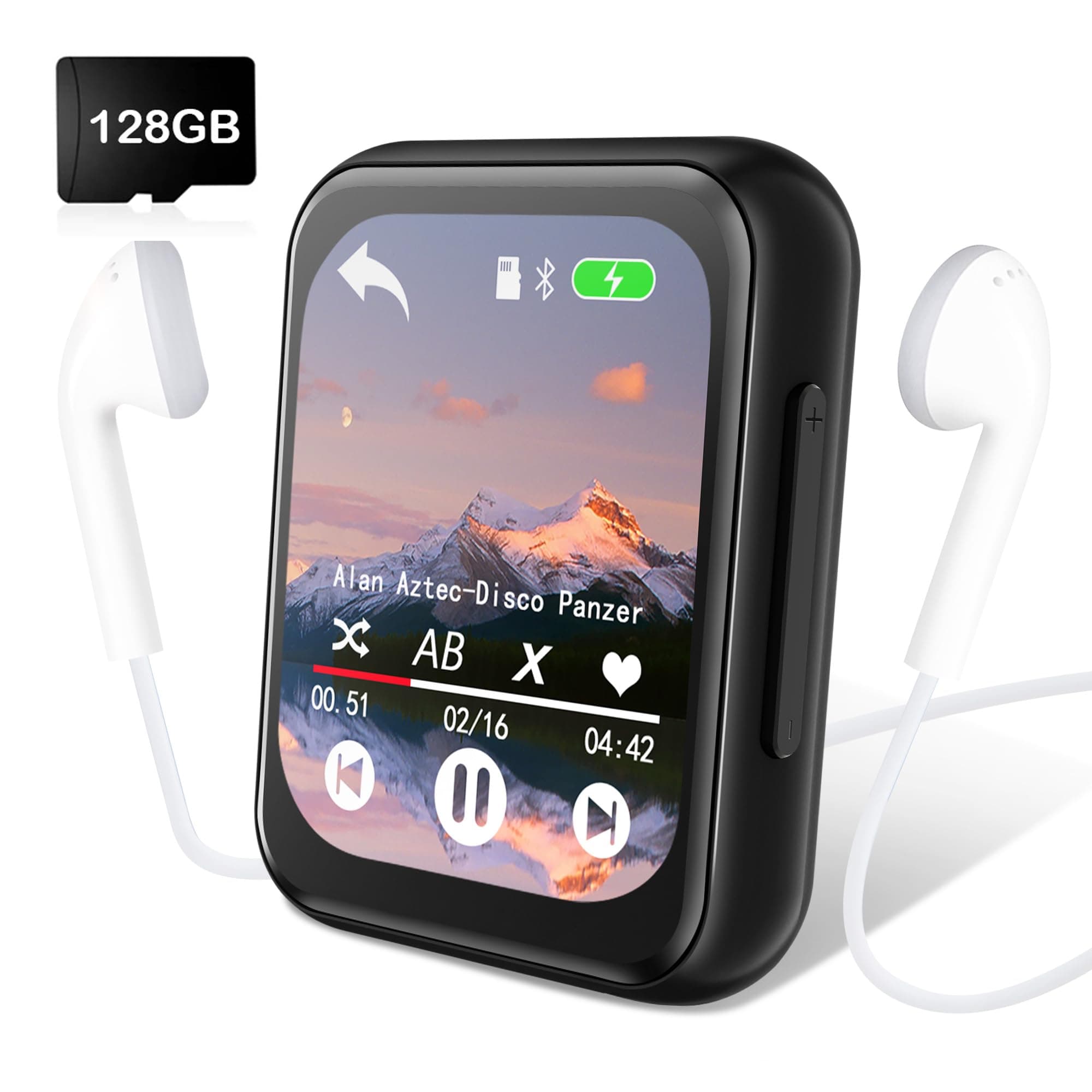 128GB Lettore MP3 con Bluetooth 5.3, AiMoonsa Lettore Musicale con Altoparlante HD Integrato, radio FM, Registratore Vocale, Suono HiFi, Funzione E-book, Auricolari Inclusi