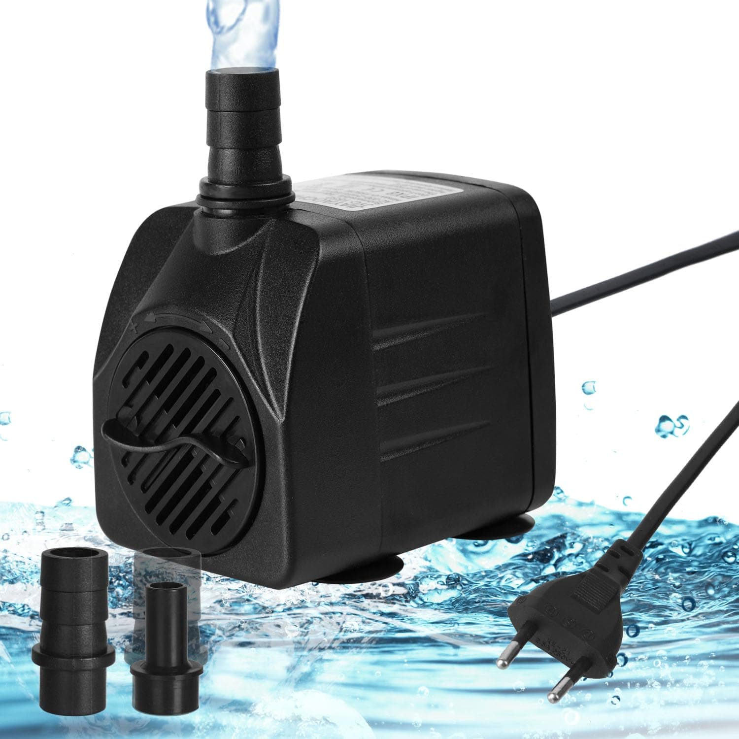 flintronic Mini Pompa Acqua, Sommergibile Ultra-Silenzioso 16W 800L/H Pompa per Acquario Fontane Acqua Sistemi di Circolazione per Terrari, Acquario, Laghetto, Pesce Stagno,Ecc (2 Ugelli Inclusi)