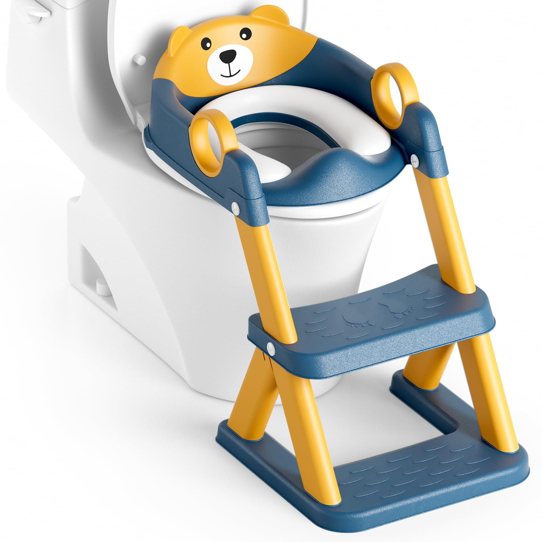 Rabb 1st Adaptador Wc Niños, Plegable Portatil Infantil Asiento Inodoro, Inodoro de Entrenamiento 2 en 1 para Niños, Cojín Antideslizante y Antisalpicaduras, Taburete de Escalera