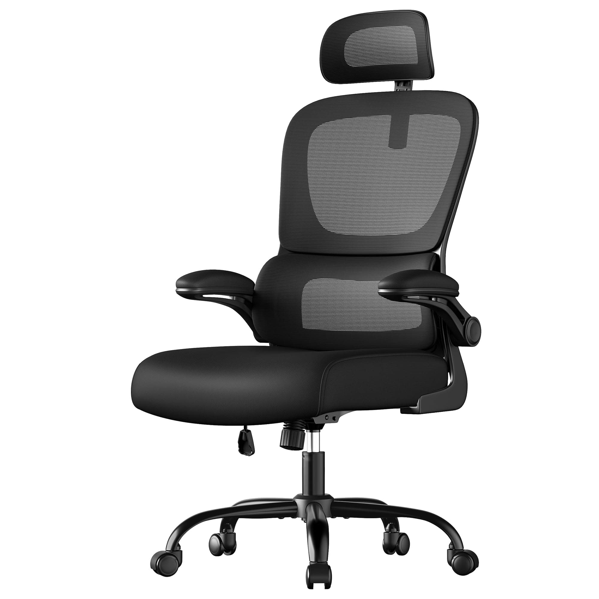 SONGMICS Sedia Ergonomica da Ufficio, Sedia Computer, Tessuto Rete a Doppio Strato, Braccioli Sollevabili, Supporto Lombare Adattabile, Poggiatesta Regolabile, per Studio, Nero Inchiostro OBN041B01