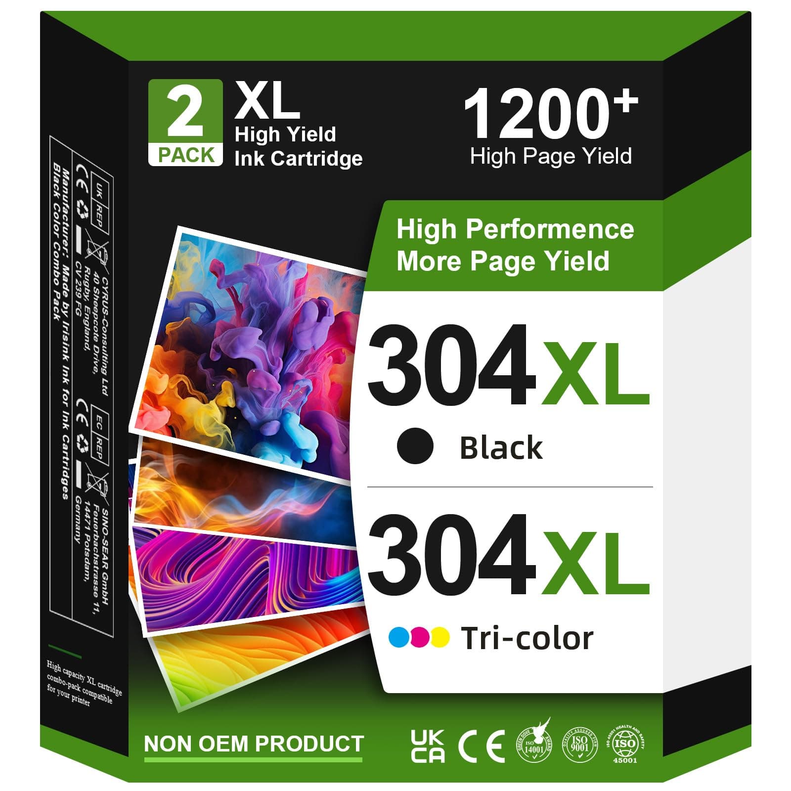 304XL Cartouches d'encre Remplacement pour Cartouche HP 304 XL Encre HP 304 pour DeskJet 3720 2620 3760 3762 2634 2622 2630 3750 2600 3730 3764 Envy 5030 5010 5020 5000 5032 (1 Noir, 1 Couleur)