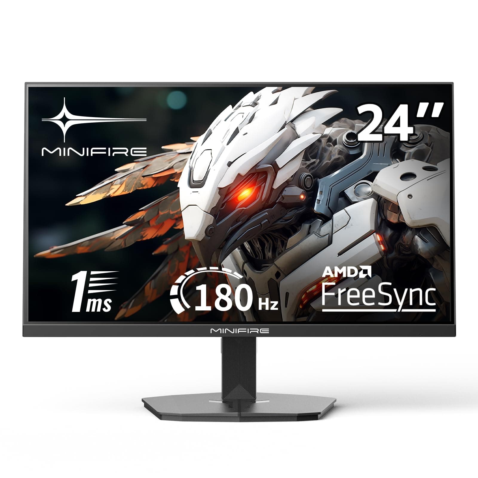 Minifire Écran Gaming 24 Pouces, 180 Hz, 1ms, Full HD(1920 x 1080) écran sans Cadre, Adpitive Sync, HDMI 1.4 & DP 1.2, 300Nits, sRGB 110%, Ultra-Thin Bezel, Adjustable Tilt - Noir (MFG24F4L)