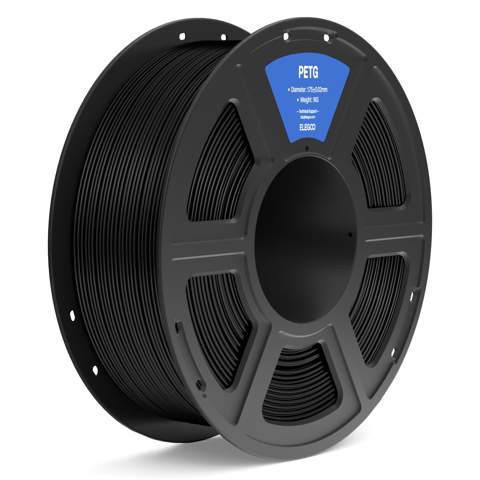 ELEGOO Filamento PETG 1.75 1KG Negro, Filamento PETG para Impresora 3D, Precisión Dimensional +/- 0.02mm, Carrete Filamento 3D, para Mayoría Impresoras 3D