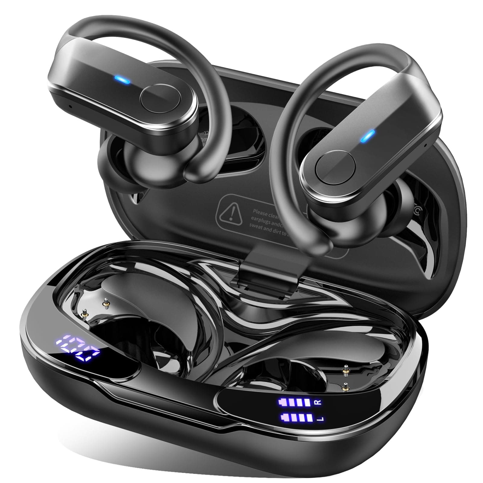 2026 Cuffie Bluetooth 5.4 Sport, Auricolari Bluetooth 70 Ore HiFi Stereo,Cuffie Wireless Impermeabili IPX8,4 ENC Cancellazione Rumore Mic,Con Display a LED, Headphones Per Corsa e Sport Estremi,USB-C