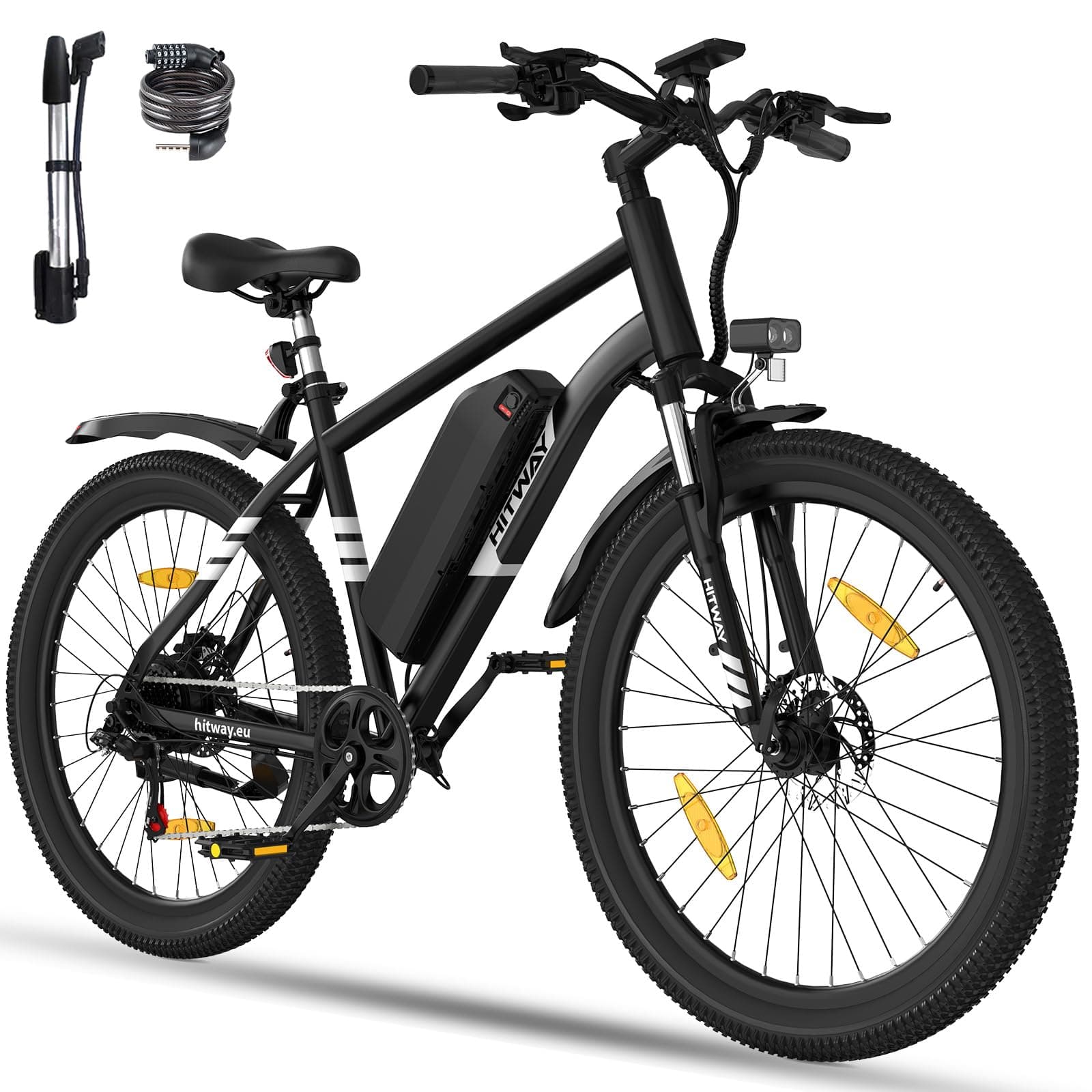 HITWAY Vélo Électrique, VTT Électrique 27,5"/26" Pneu avec Batterie au Lithium Amovible 36V13Ah/48V15,6AH,Autonomie 60-100km,Ville E-Bike avec 7 Vitesses, 250W Moteur pour Adulte
