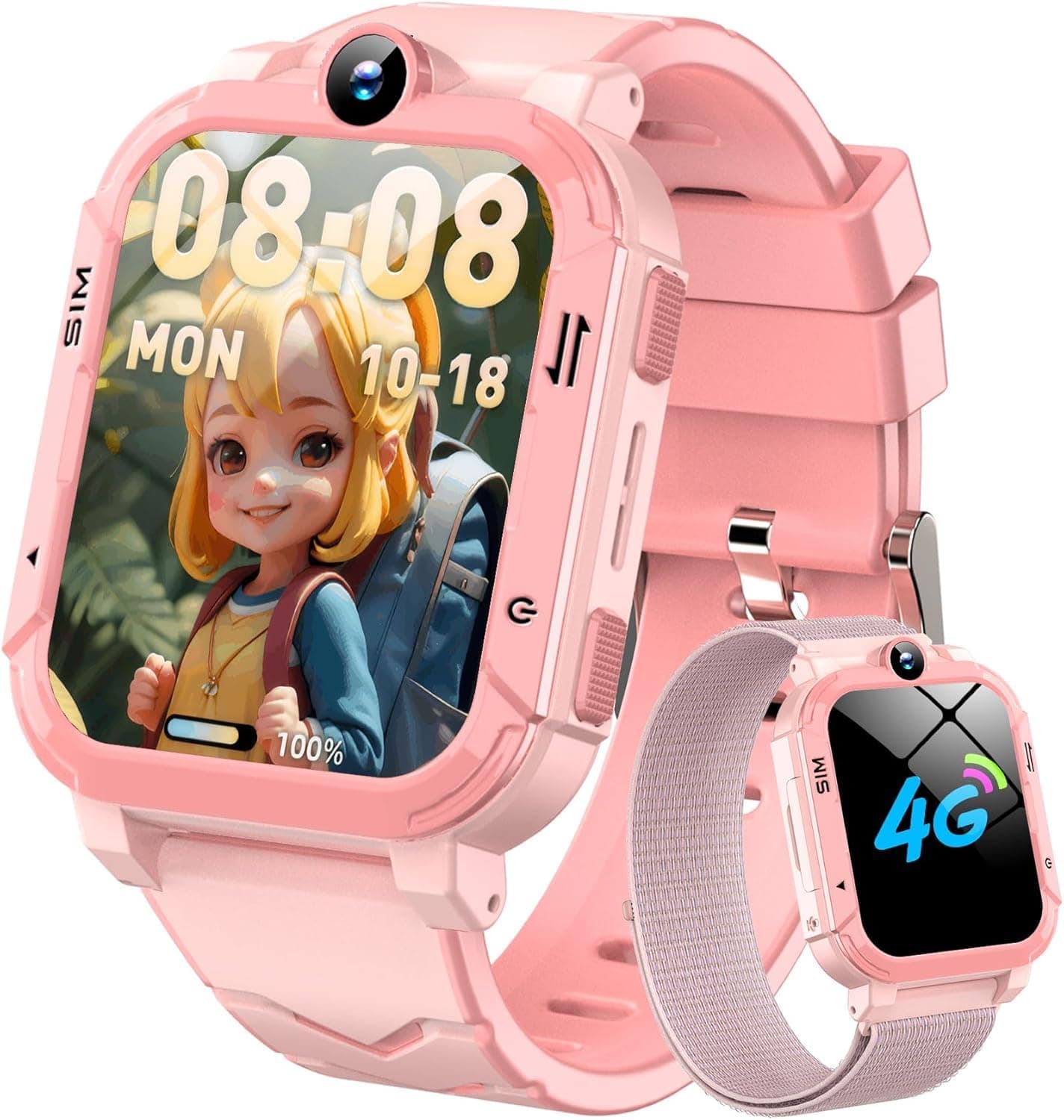 Blackview Smartwatch per Bambini Smartwatch GPS+LBS+Wi-Fi Tracciatrice, SOS, 4G Chiamate, Chat vocale, Videochiamata, SMS, Gioco, Fotocamera, Calcolatrice, Contapassi, Sveglia per Regalo Bambini