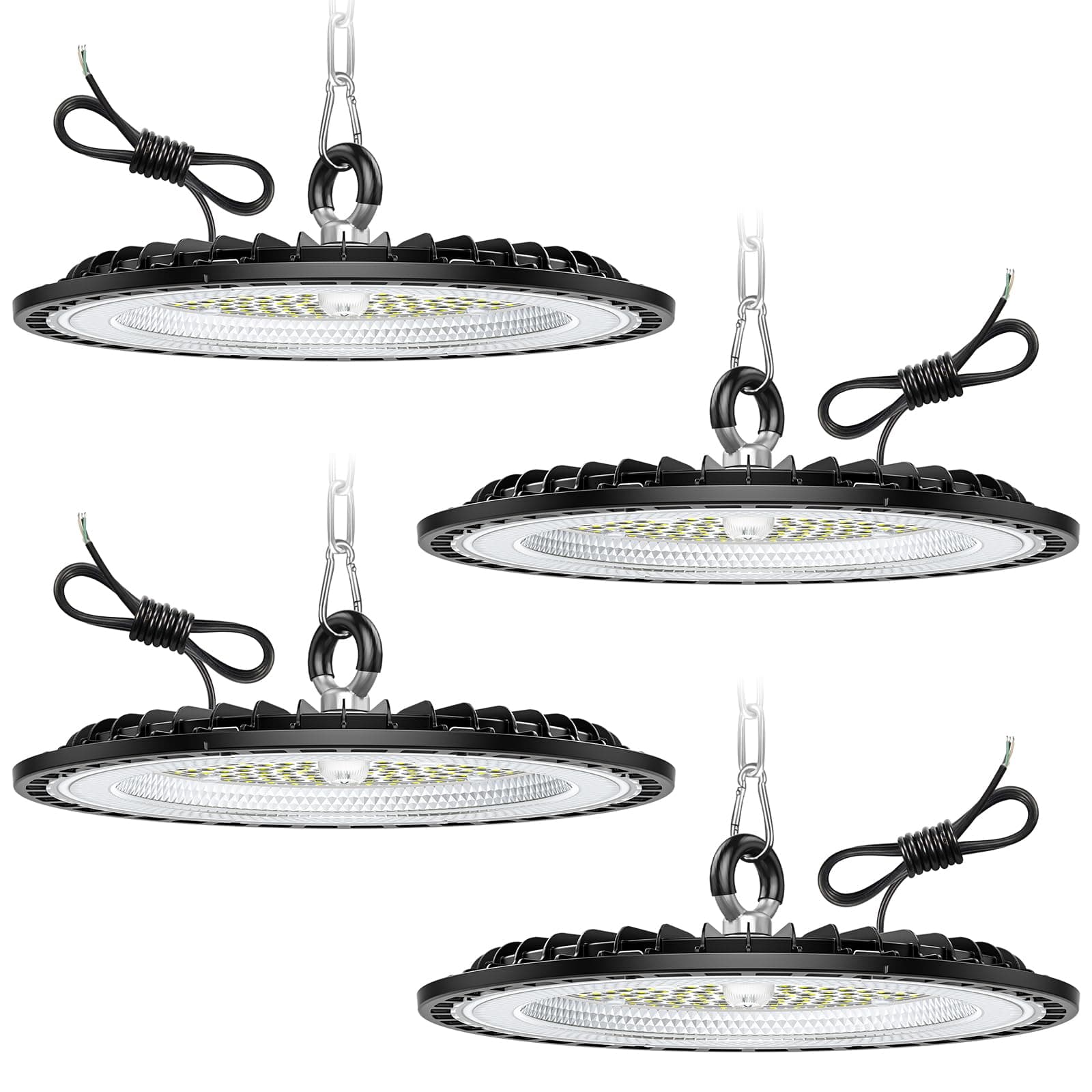 4 Pack 100W UFO LED Lámpara de Alta Bahía, 15000LM Focos Led Interior Techo, 6000K Blanco Frío Iluminación de Almacén, IP65 Impermeable Lampara Industrial Para Patio, Garaje, Fábrica, Taller