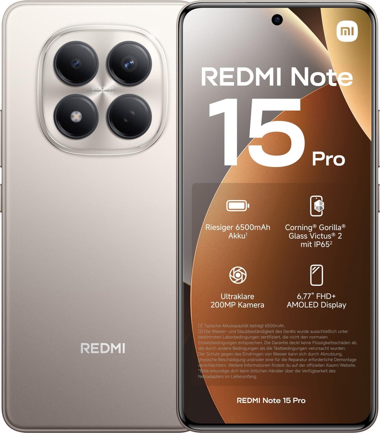 XIAOMI REDMI Note 15 Pro 4G - Smartphone de 12+512GB, batería de 6500 mAh, cámara de 200 MP, Pantalla AMOLED FHD+ de 6,77 Pulgadas, Titanio Color