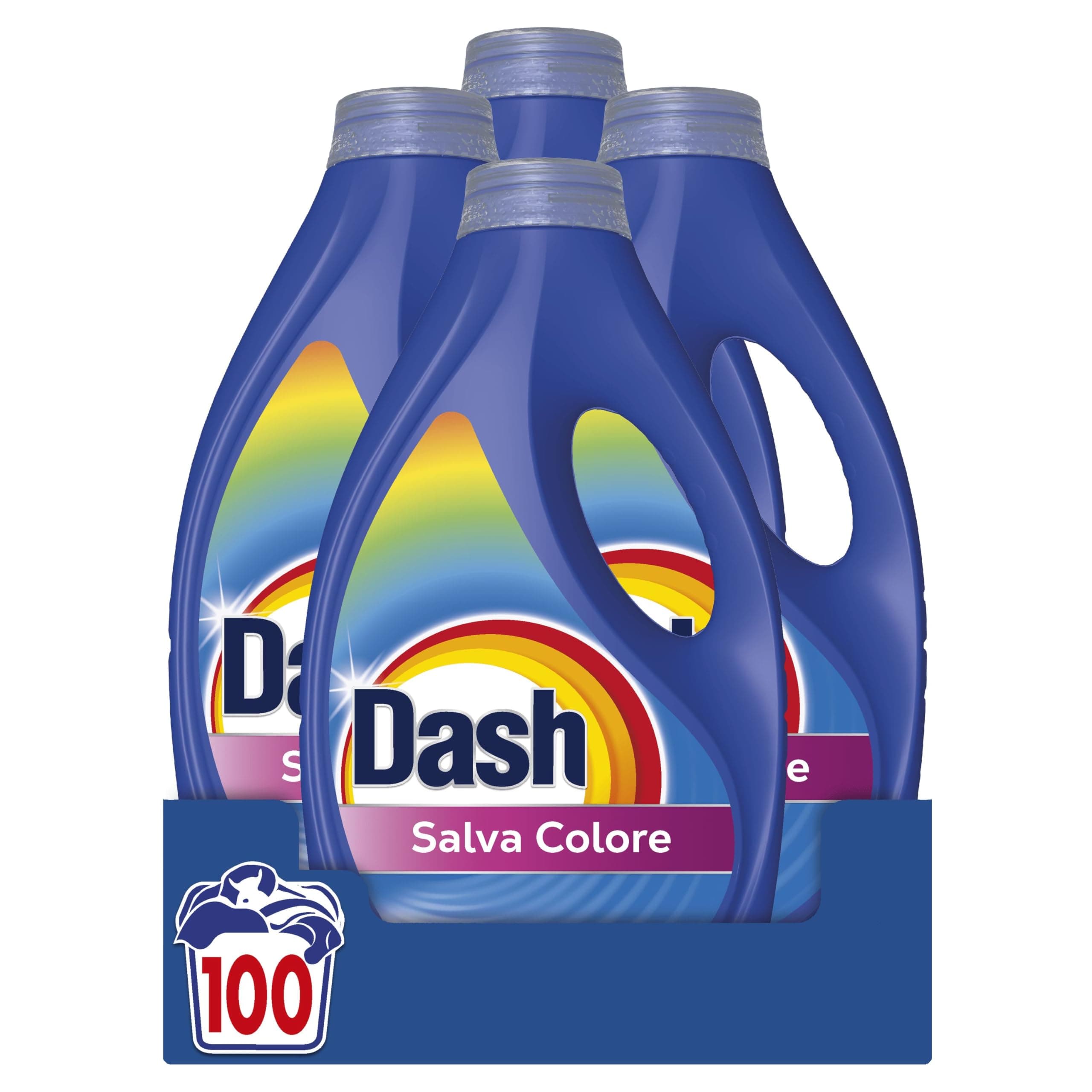 Dash Detersivo Liquido Lavatrice, 100 Lavaggi, Salva Colore, Rimuove Le Macchie, Igienizza, Brillantezza Per I Capi