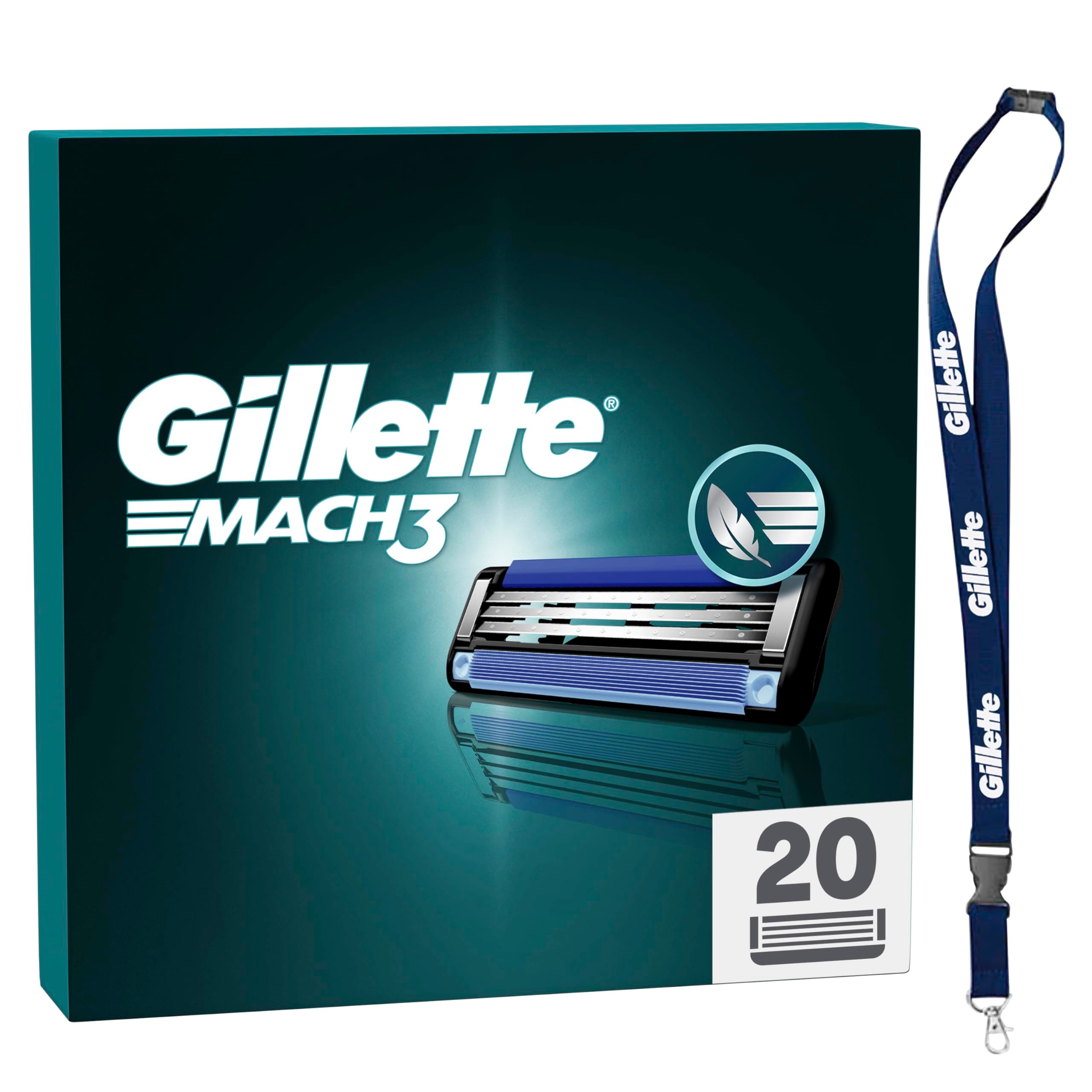 Gillette Mach3 Base 20 Lametta Di Ricambio Per Rasoio Barba Gillette, Con Striscia Lubrificante Per Una Scorrevolezza Fluida E Rivestimento Della Lama Progettato Per Ridurre